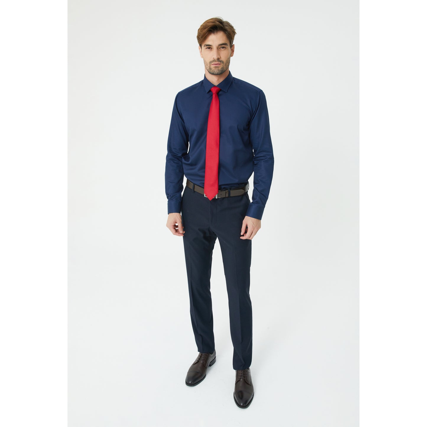 Navy Shirt Non Iron Satin