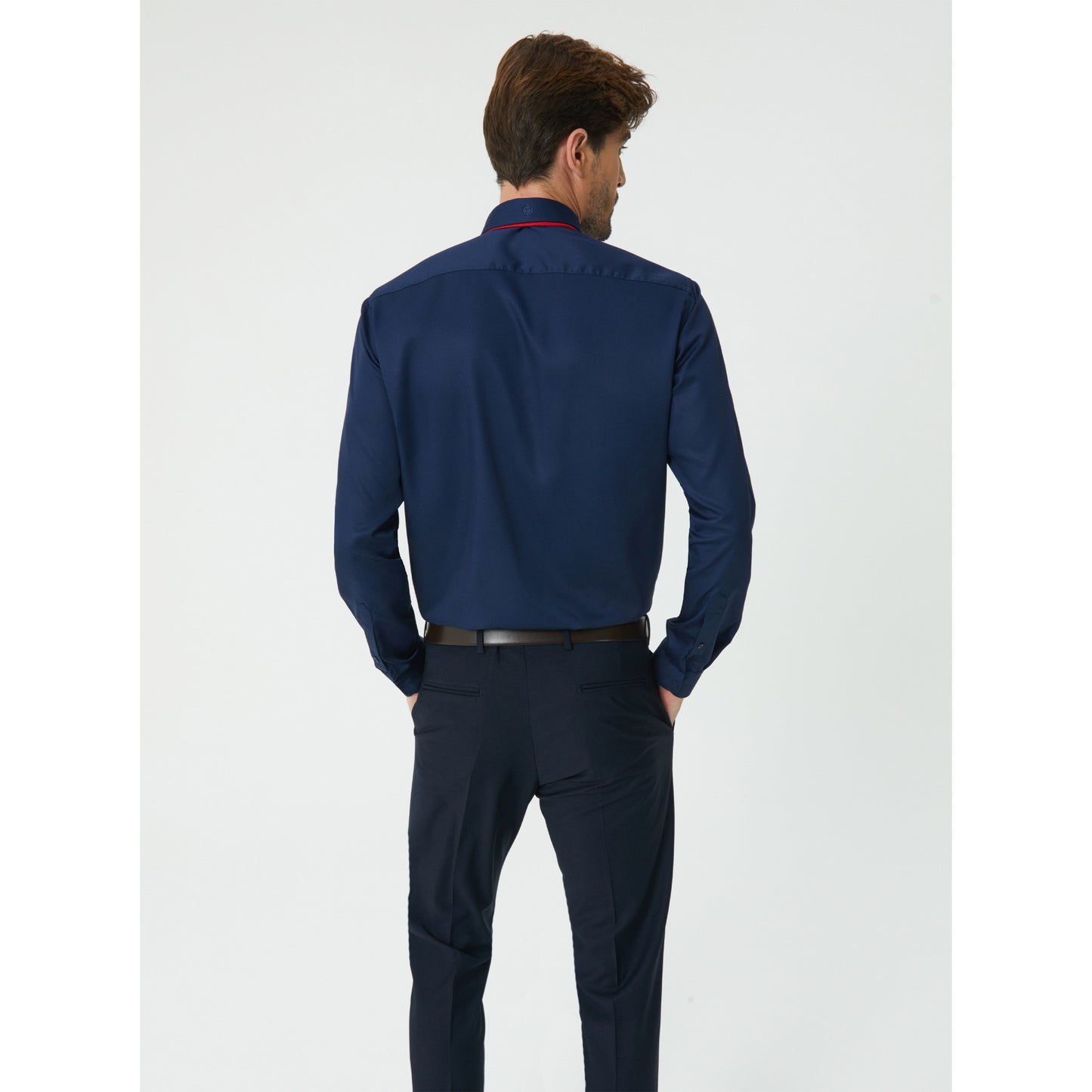 Navy Shirt Non Iron Satin