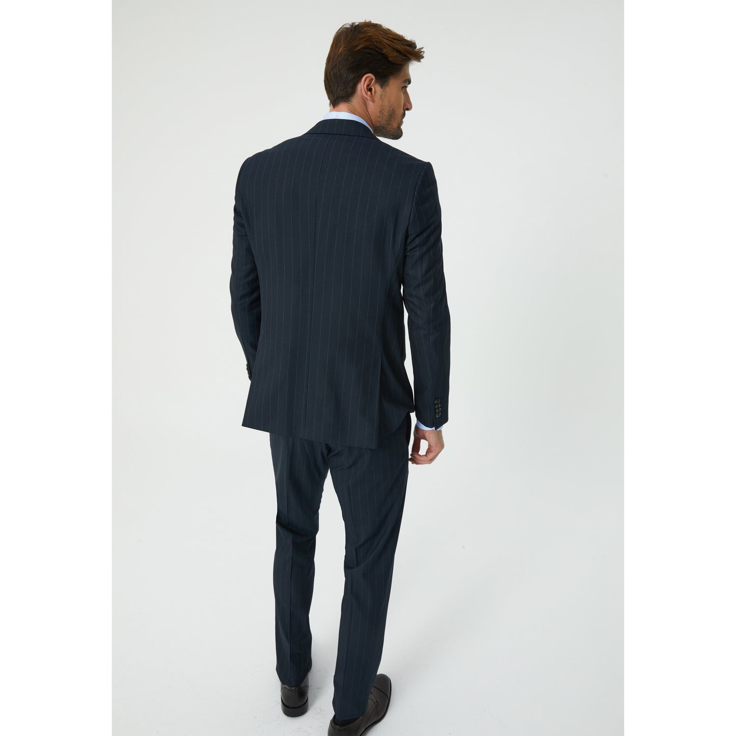 Navy Light Striped Three-Piece Suit