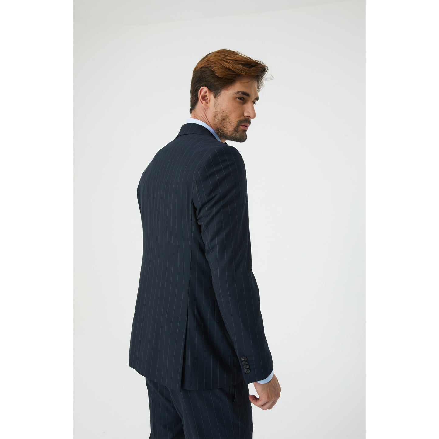 Navy Light Striped Three-Piece Suit