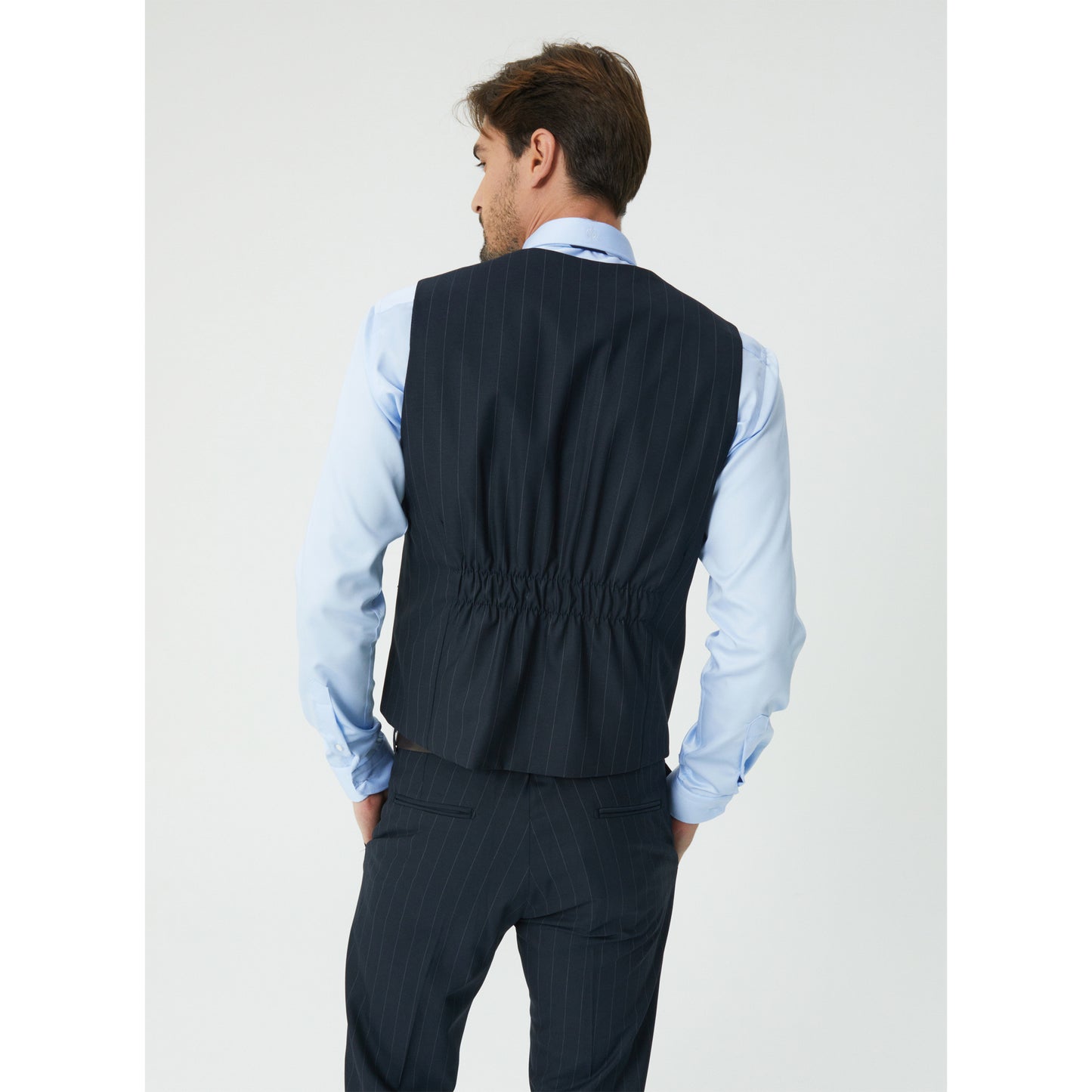 Navy Light Striped Three-Piece Suit