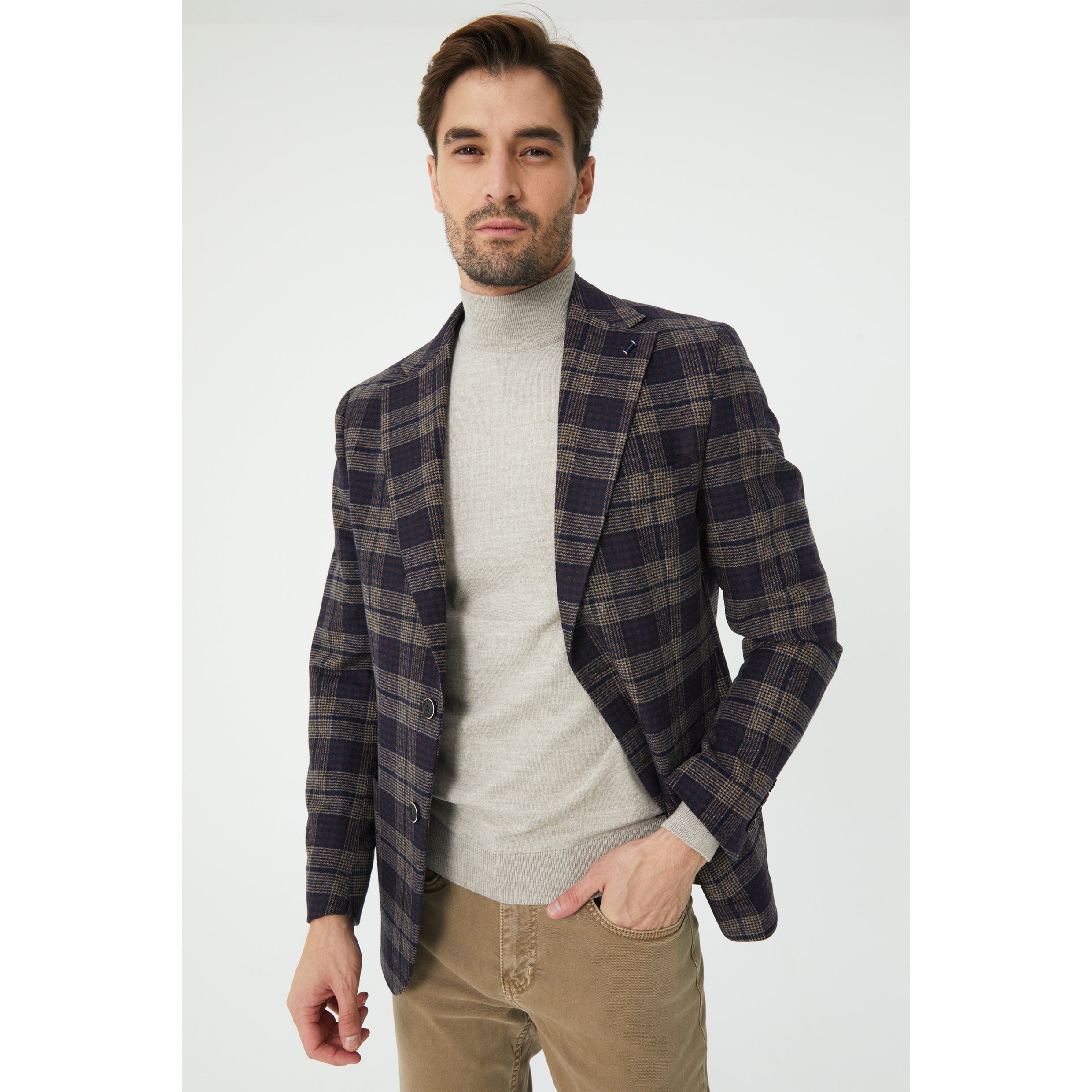 Navy tartan outlet blazer