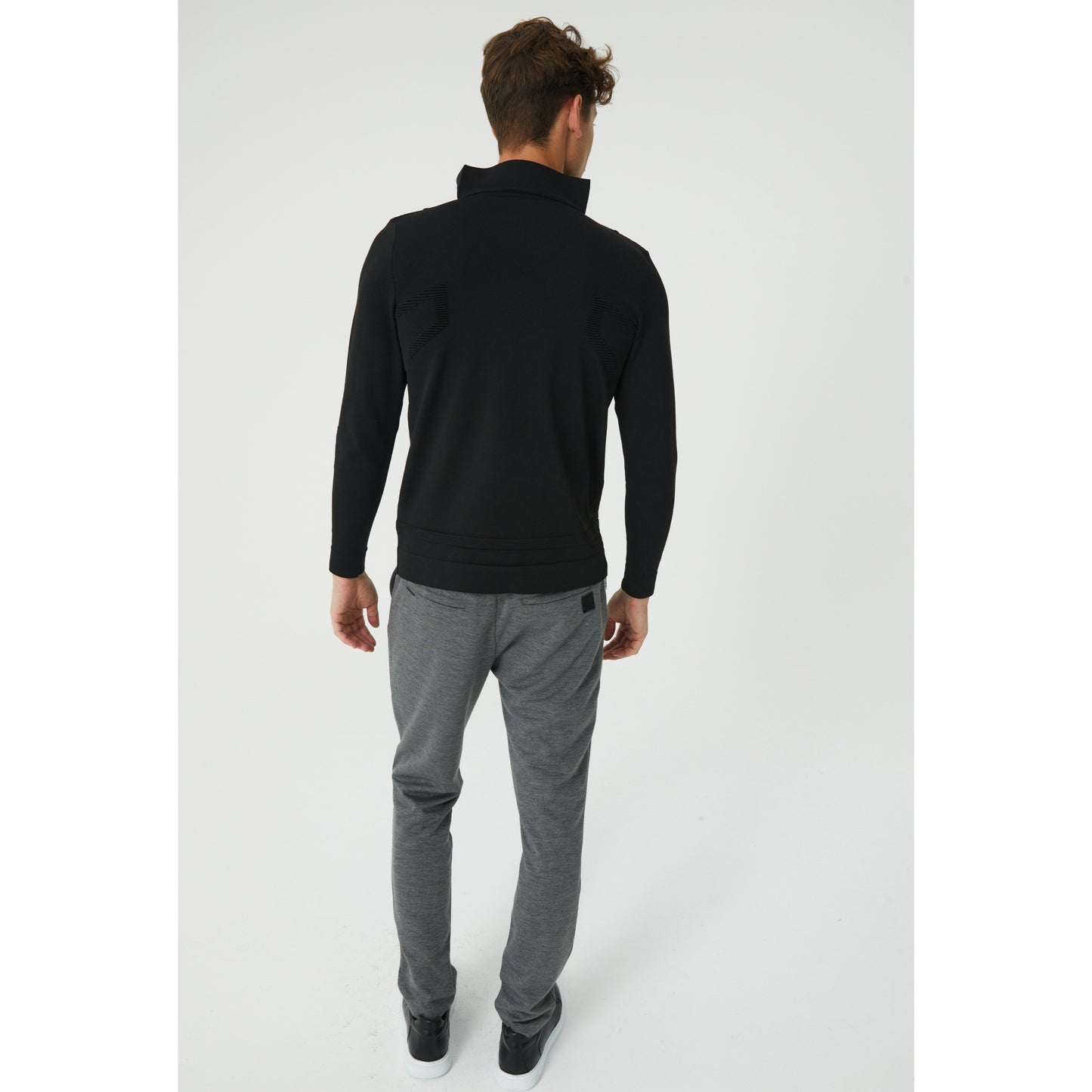 Black Patterned Half-Zip Sweater