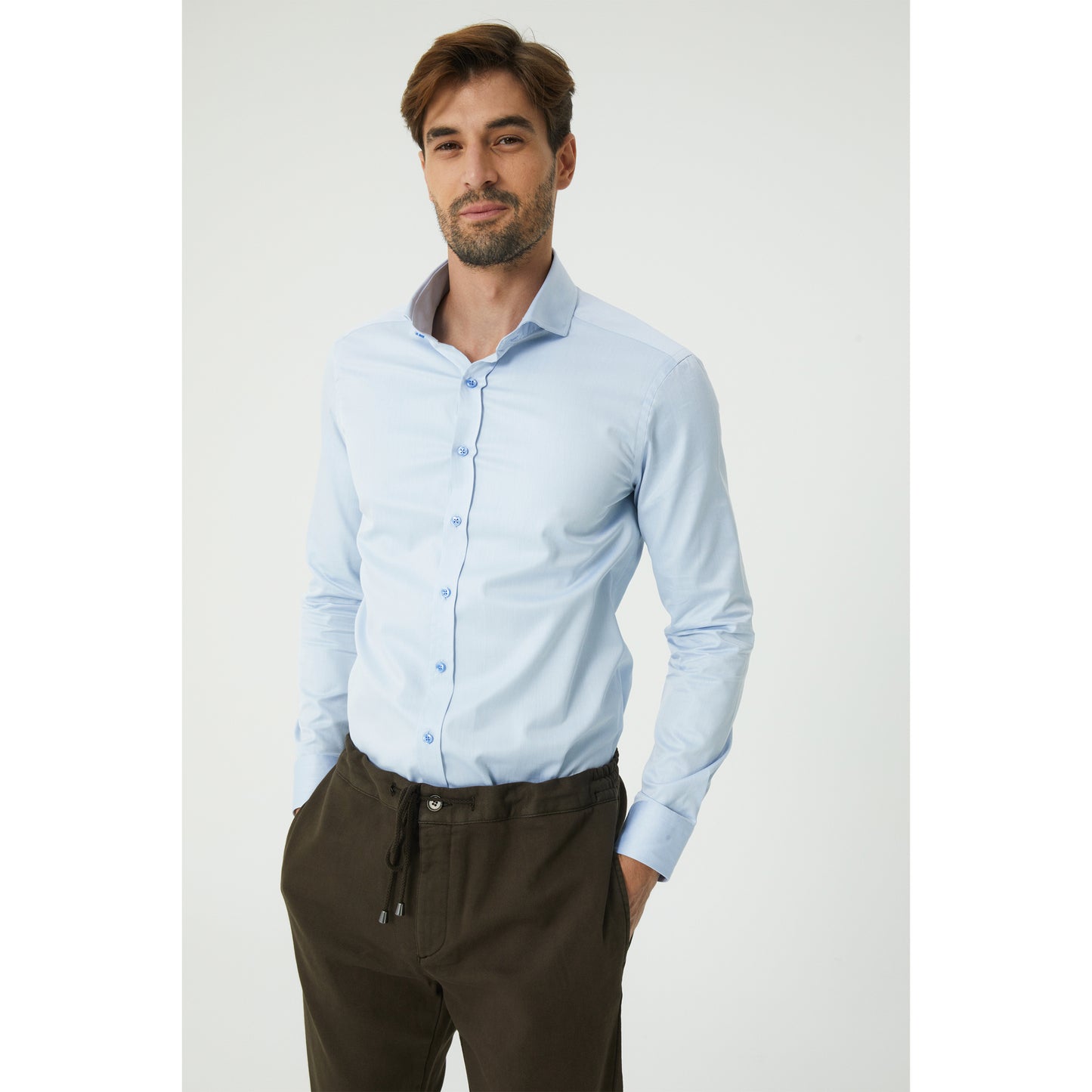 Dark Brown Cotton Drawstring Chinos