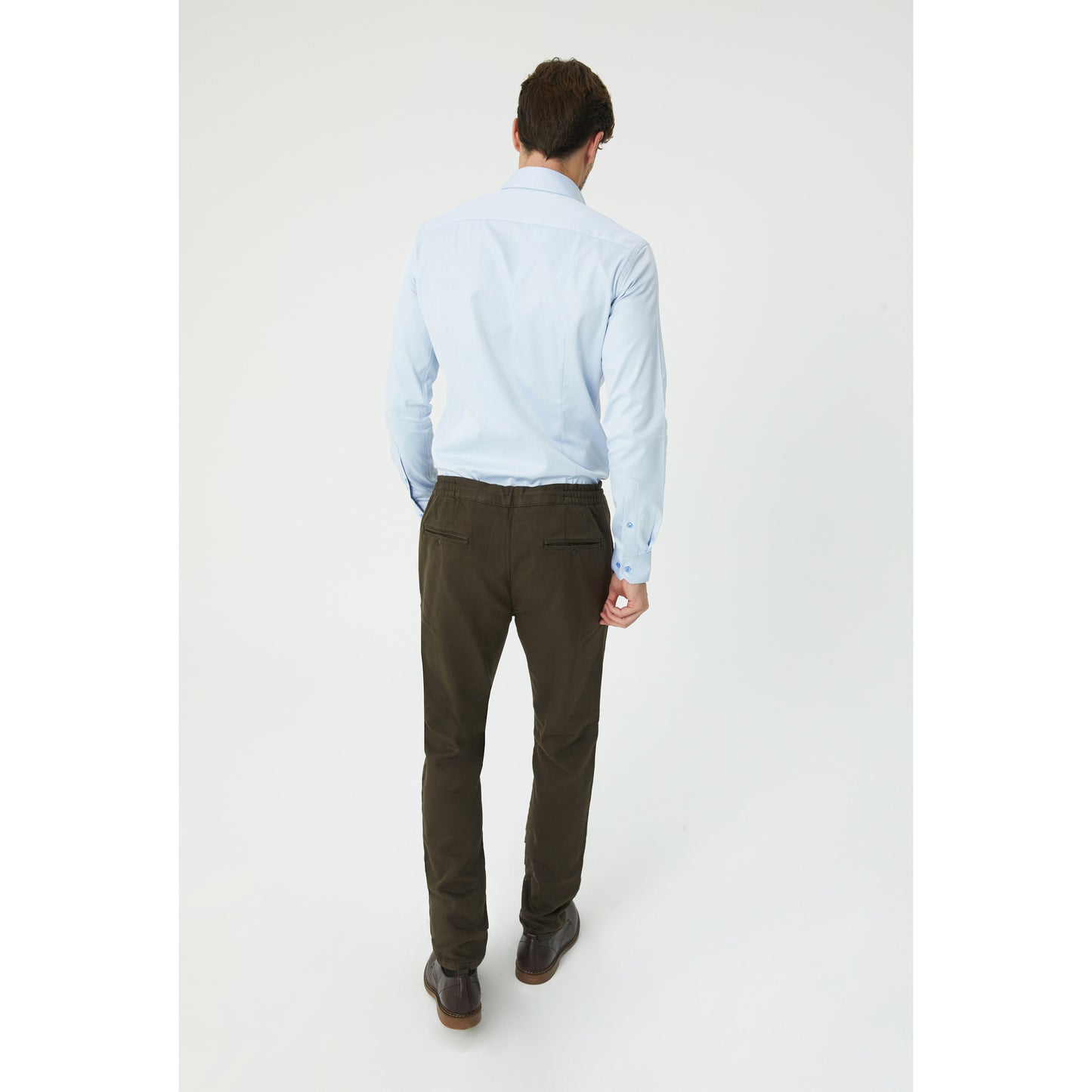 Dark Brown Cotton Drawstring Chinos