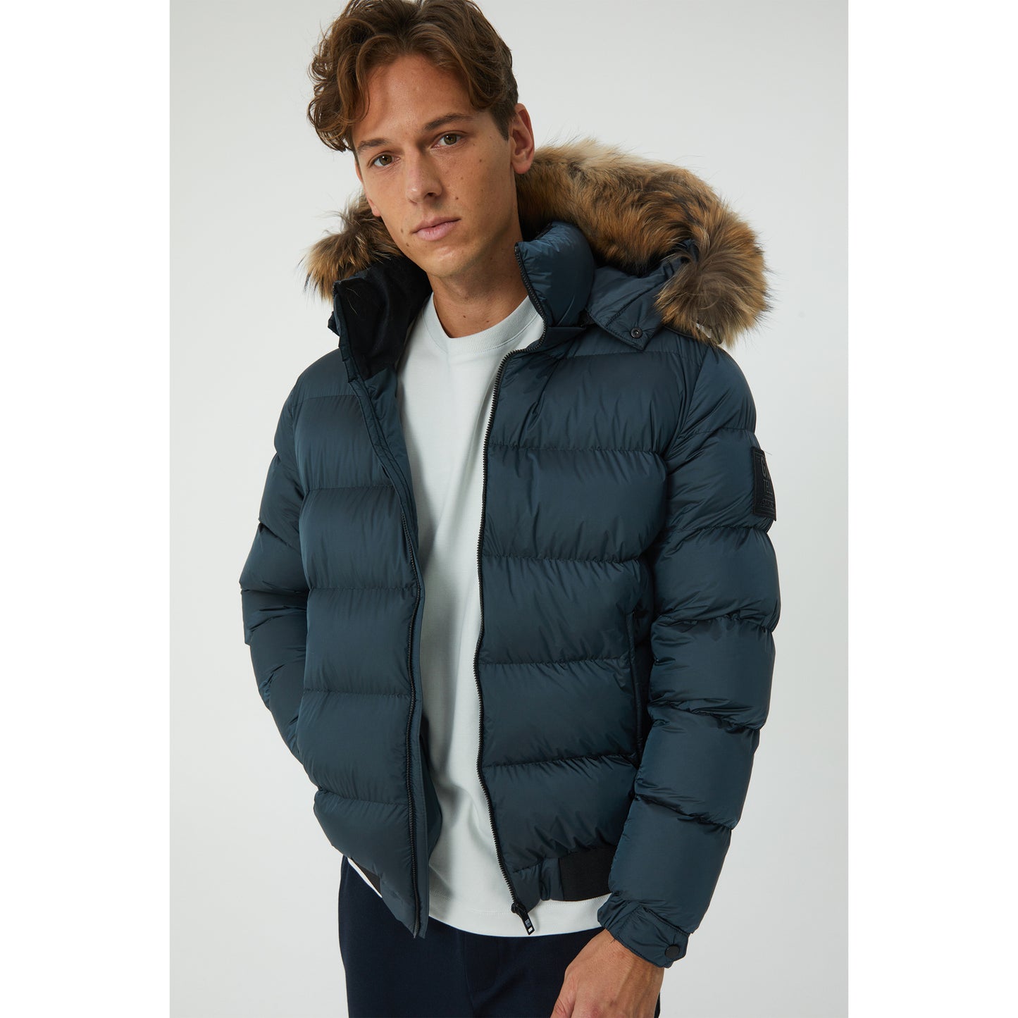 Petroleum Goose Down Short Parka