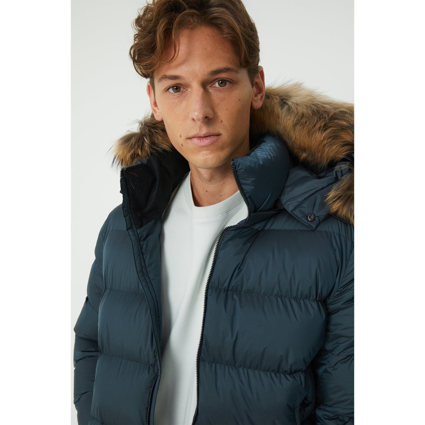 Petroleum Goose Down Short Parka