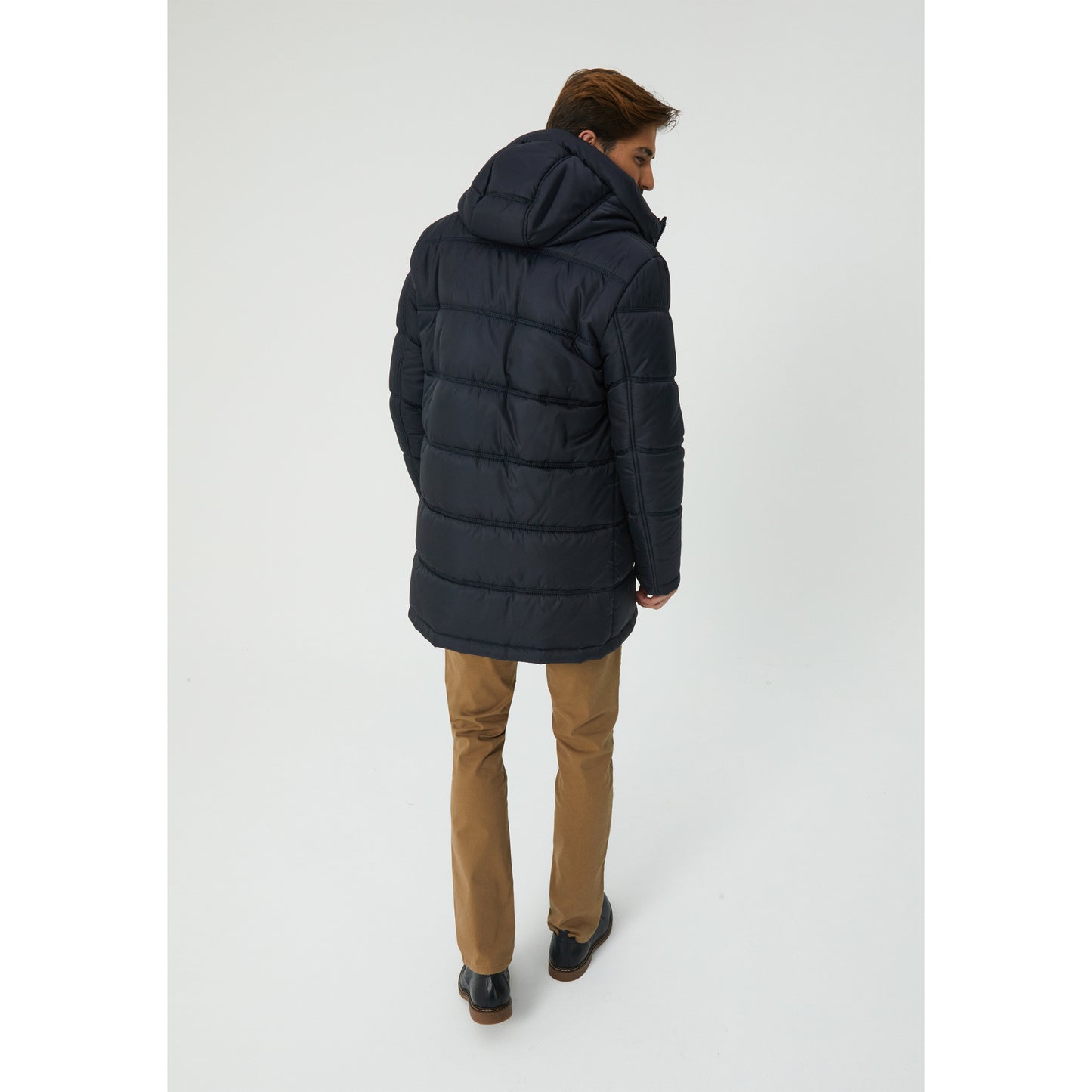 Navy Camel Wool Fill Parka