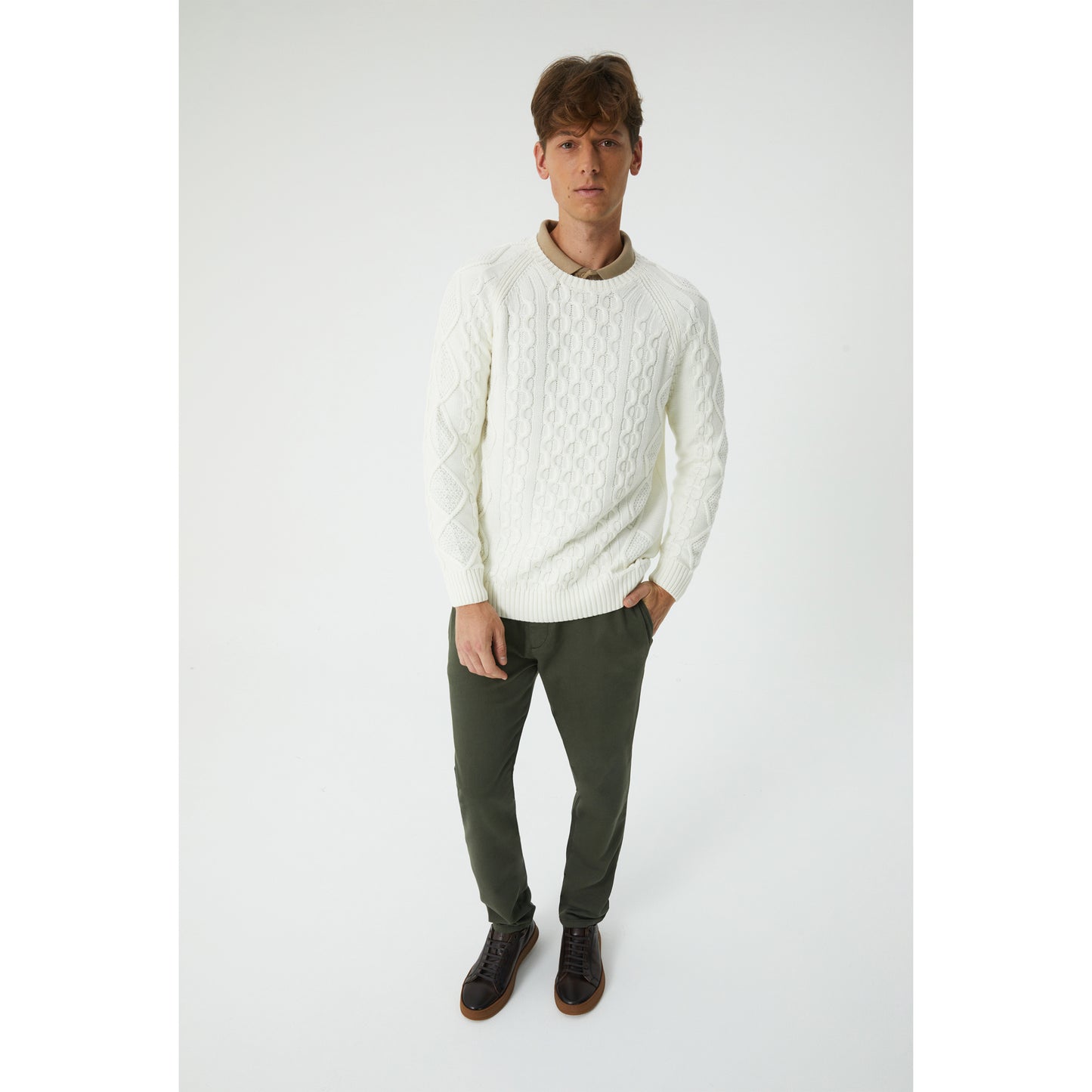 Khaki Cotton Drawstring Chinos