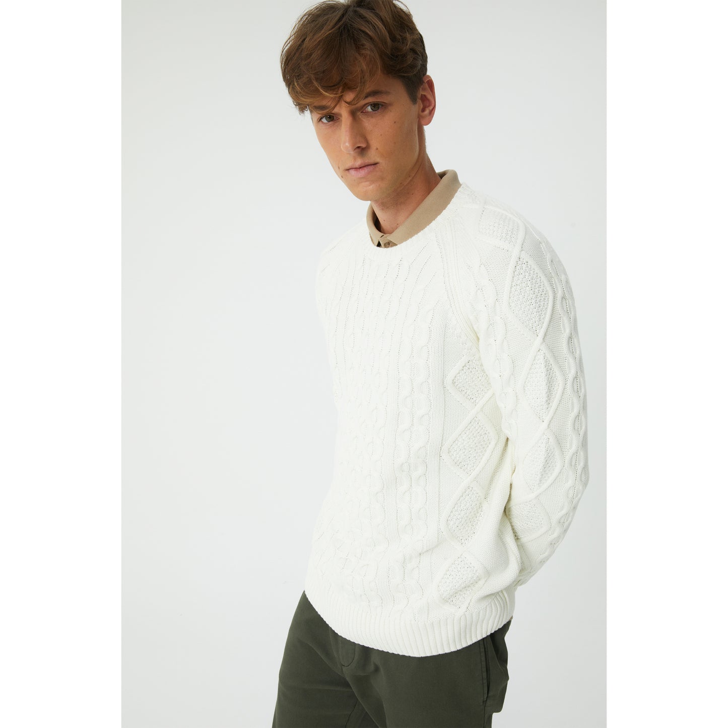 Cream Textured Sweater