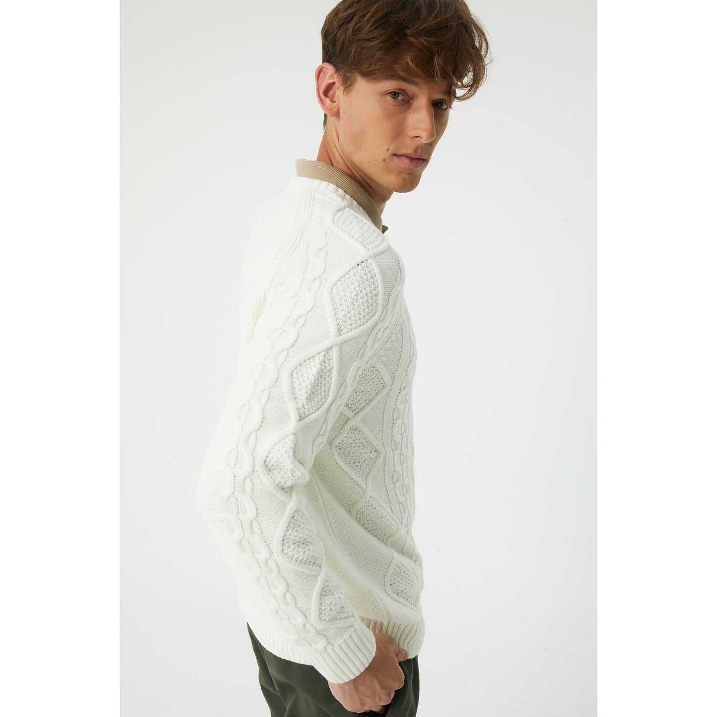 Cream Textured Sweater