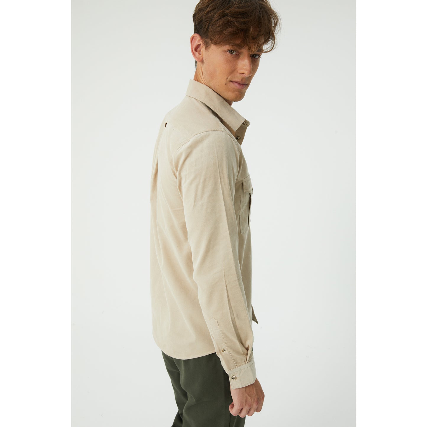 Beige Cotton Corduroy Shirt