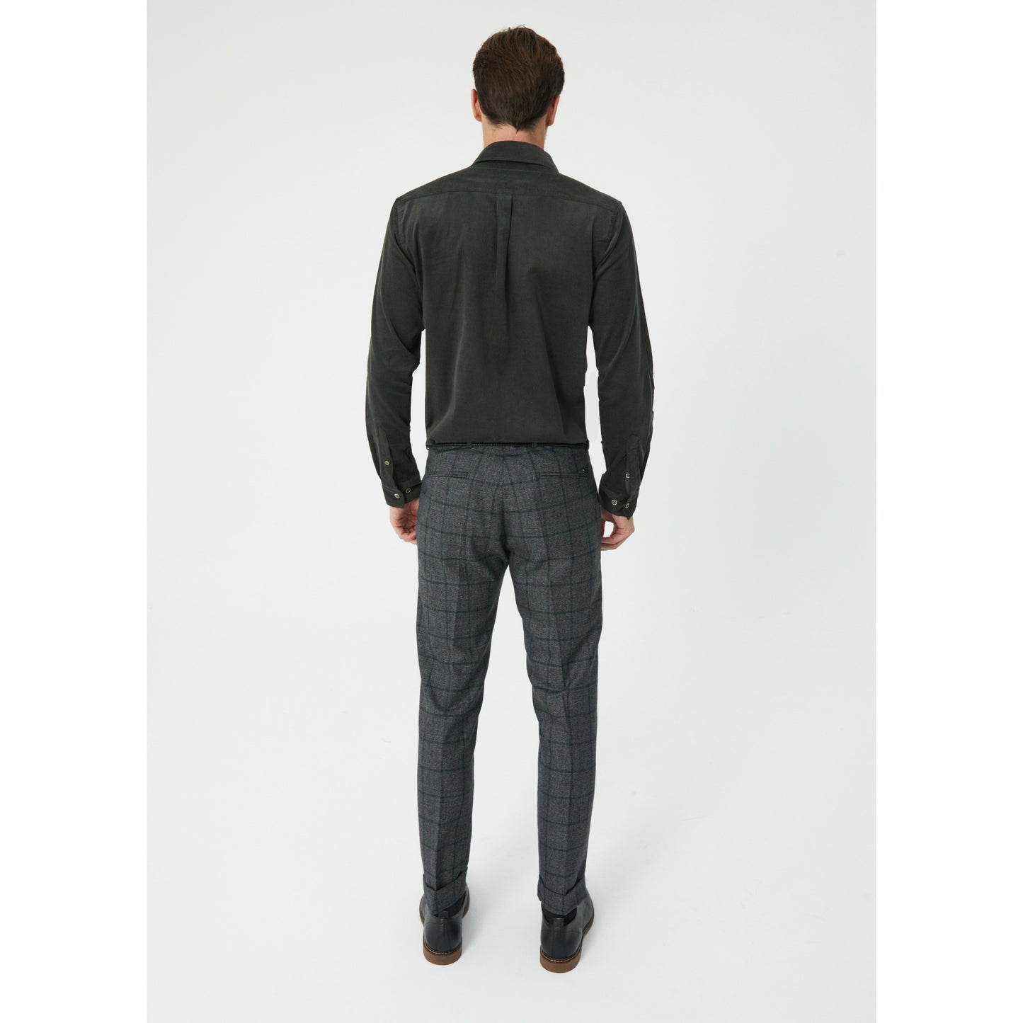 Anthracite Checkered Wool Blend Trousers
