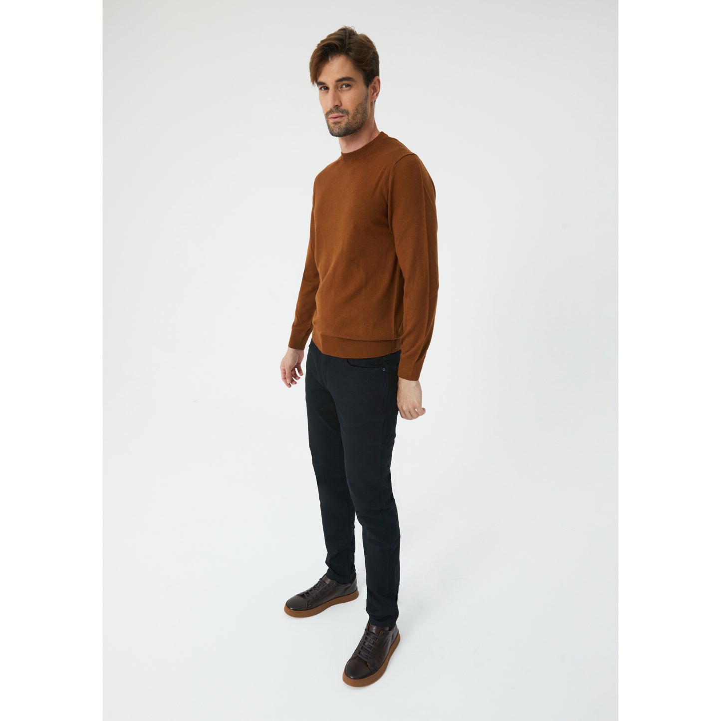 Terracotta Wool Blend Crew Neck Sweater