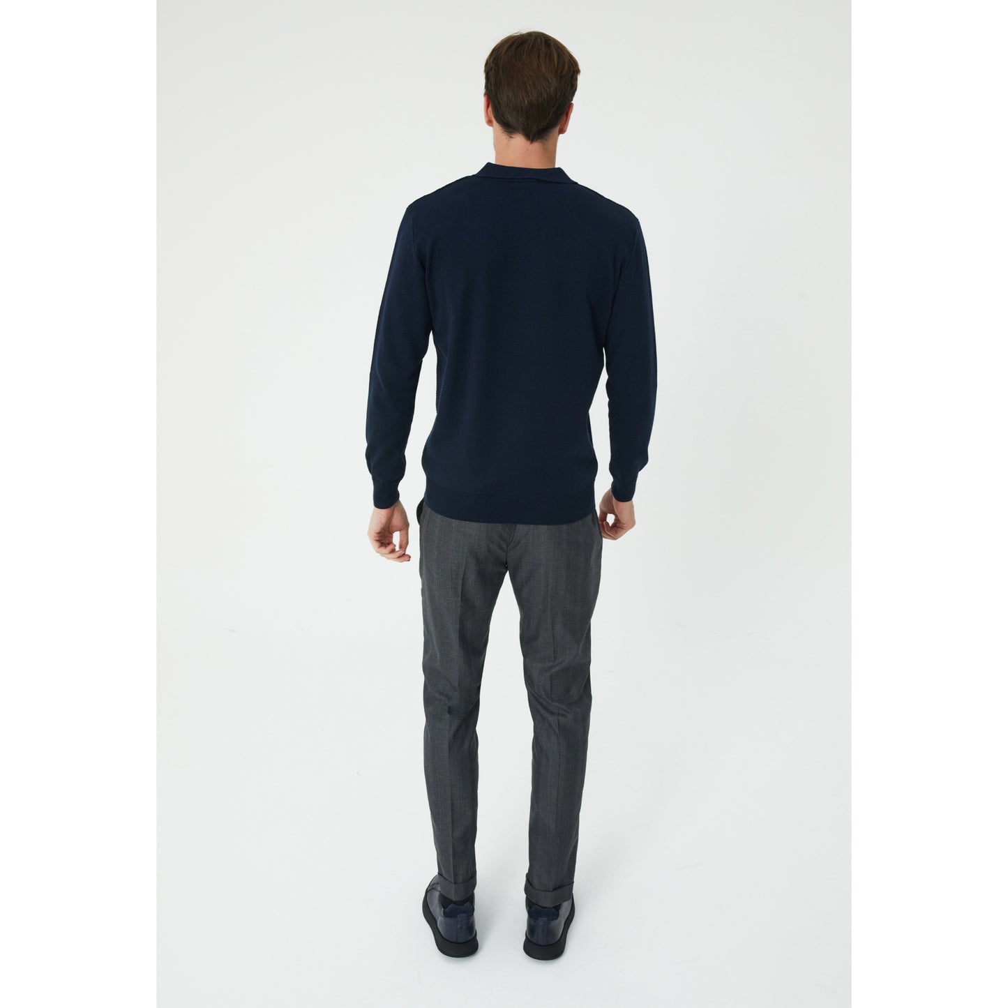 Navy Textured Half Zip Sweater