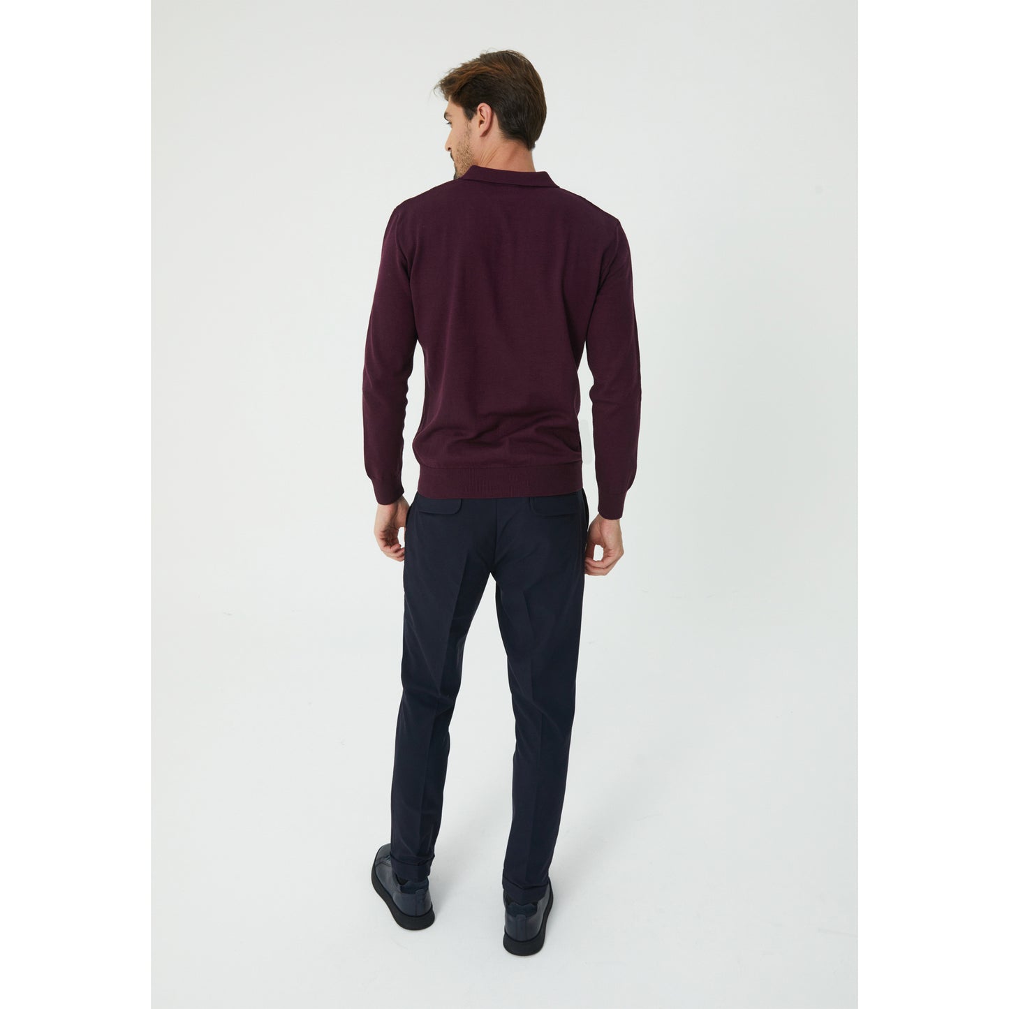 Burgundy Textured Half Zip Sweater
