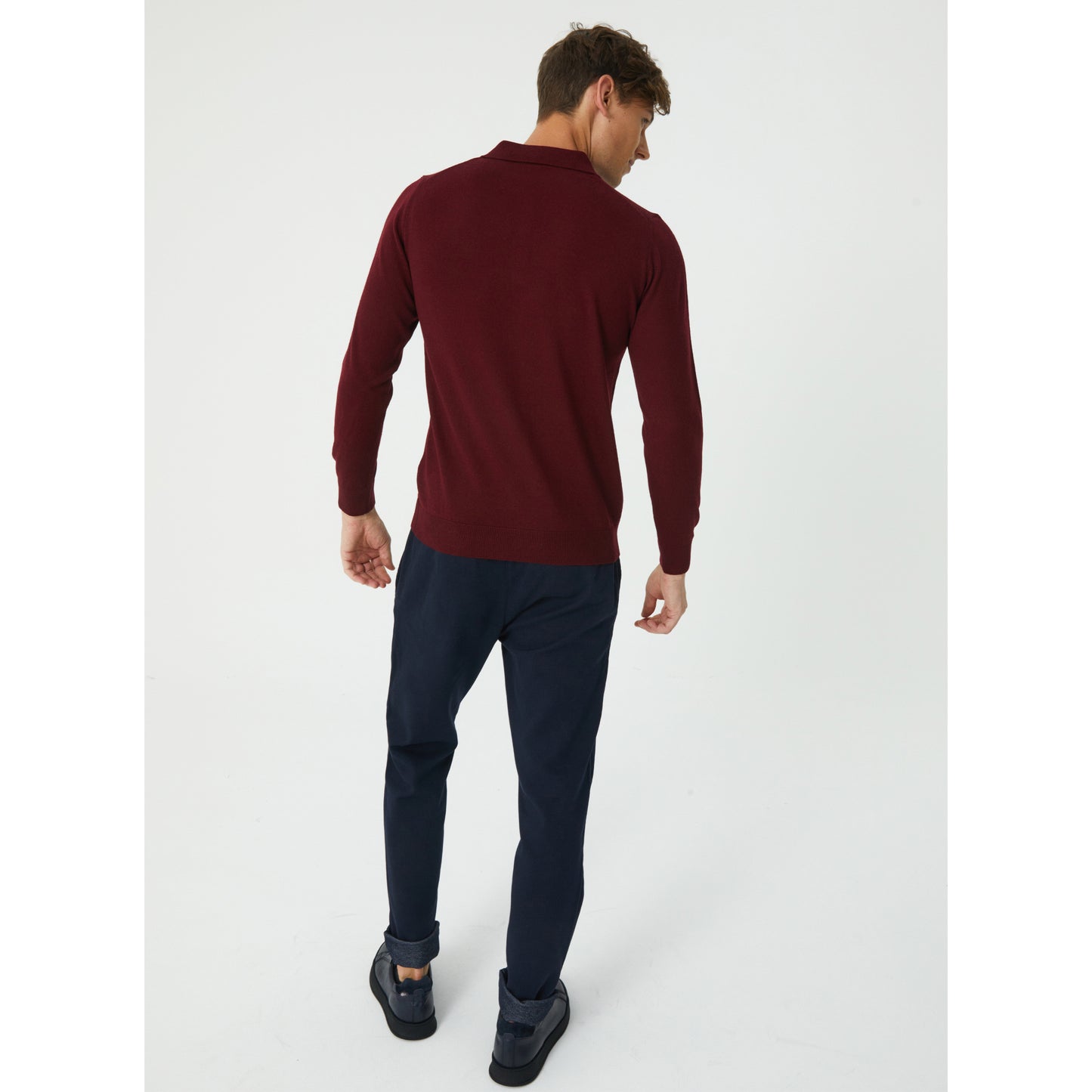 Dark Burgundy Wool Blend Half-Zip Sweater