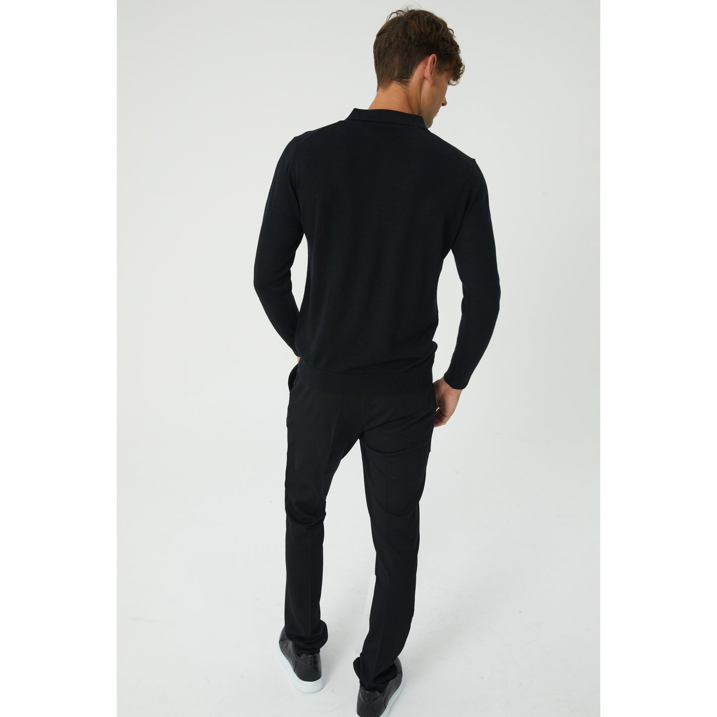 Black Wool Blend Half-Zip Sweater
