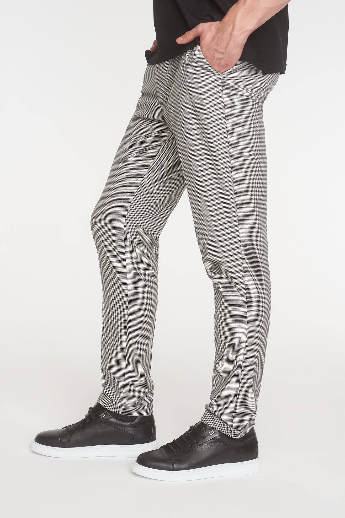 Grey - Black Checkered Slim Fit Trousers