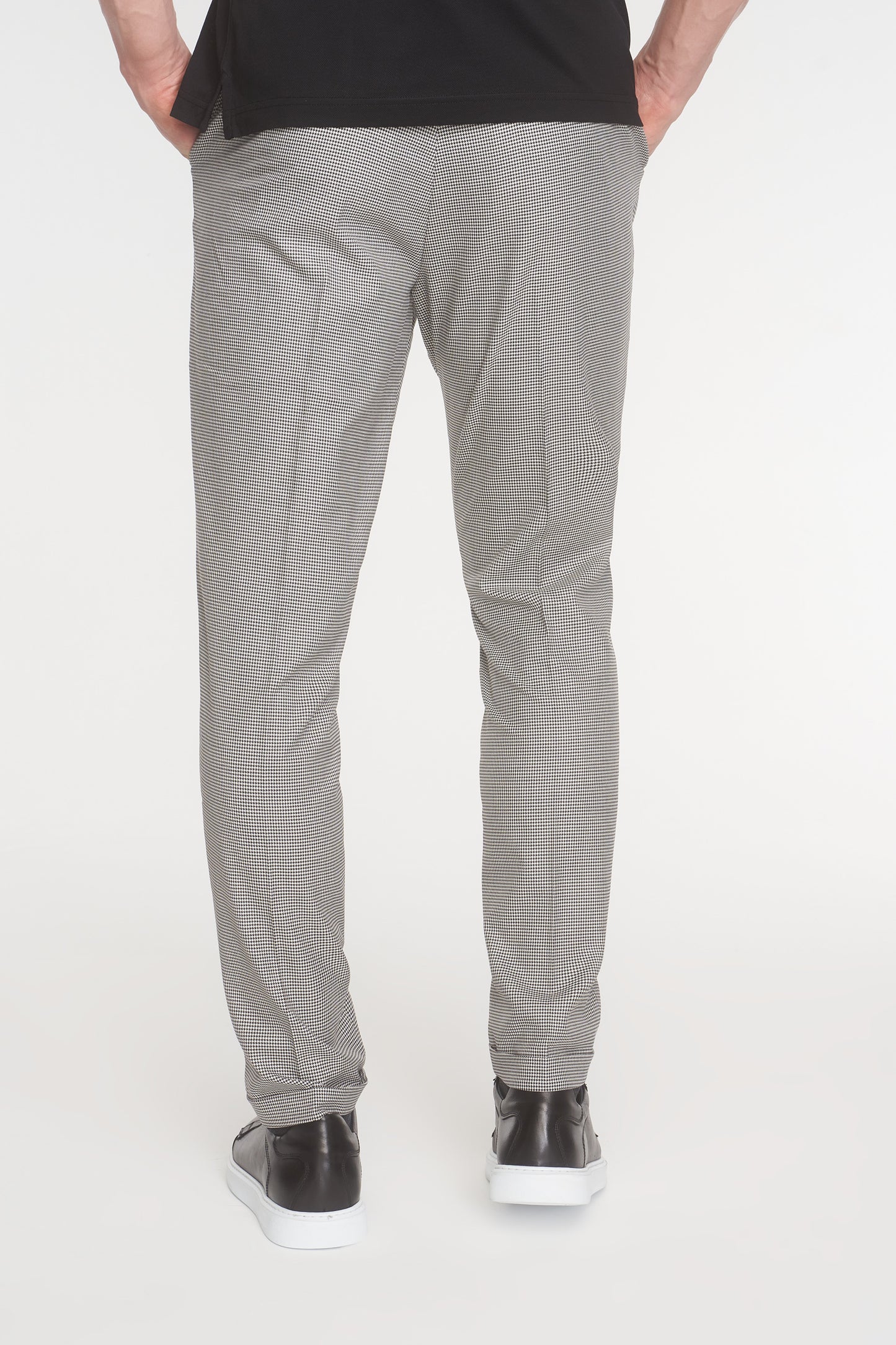 Grey - Black Checkered Slim Fit Trousers