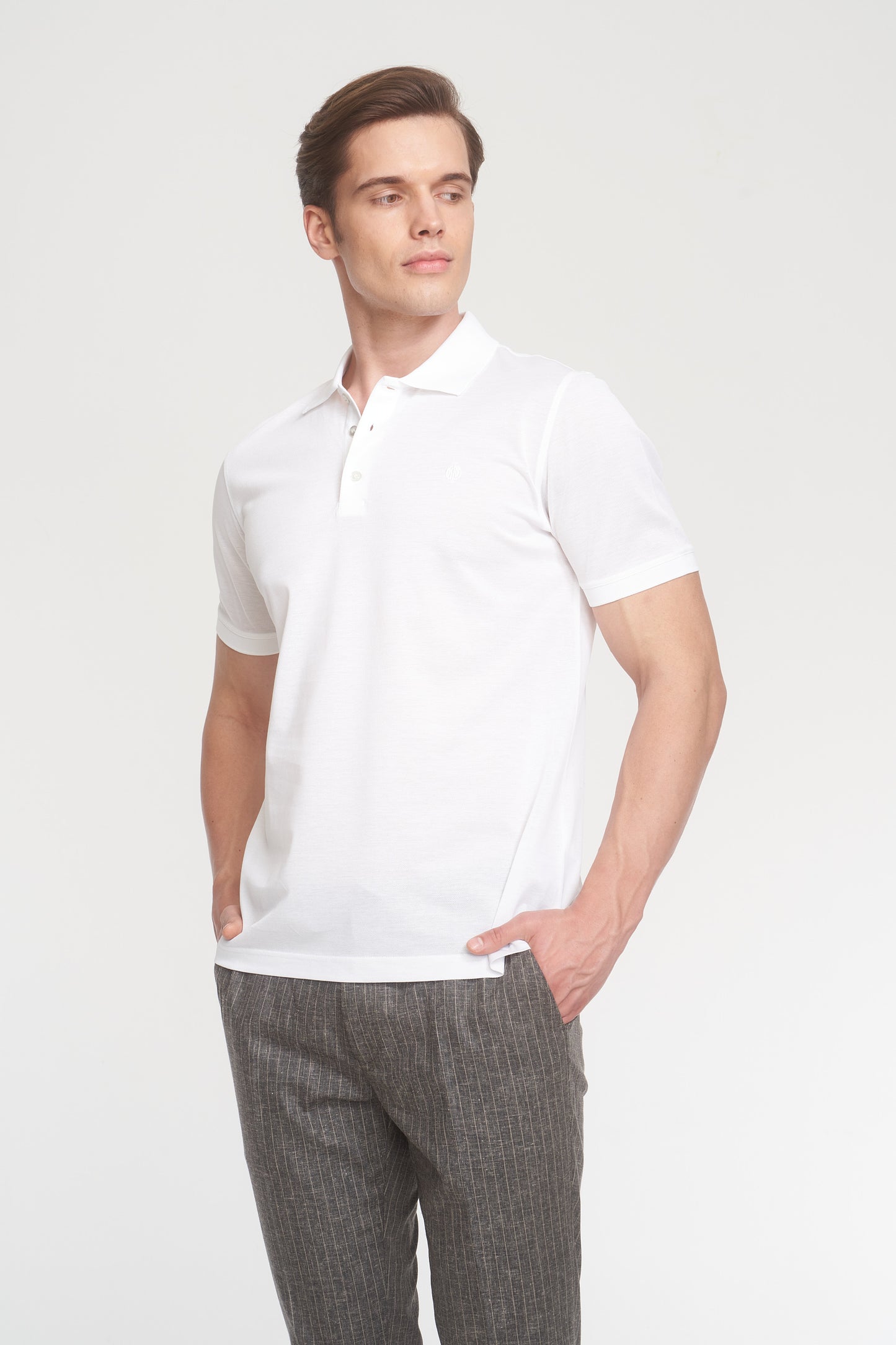 White Mercerized Cotton Polo T-Shirt