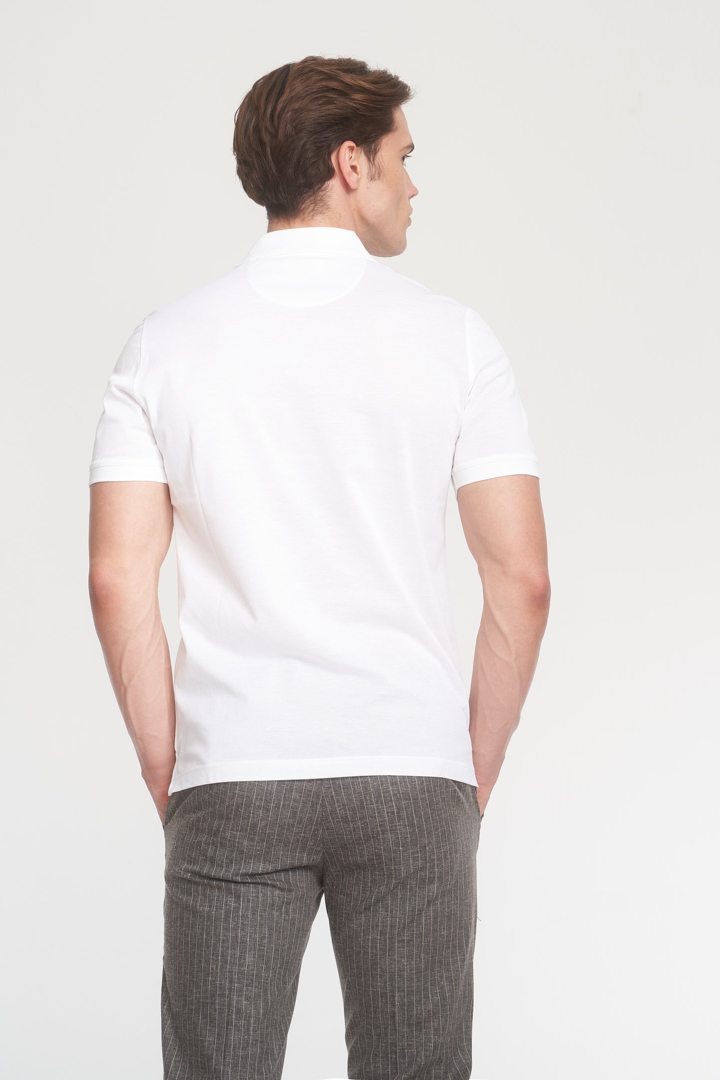 White Mercerized Cotton Polo T-Shirt