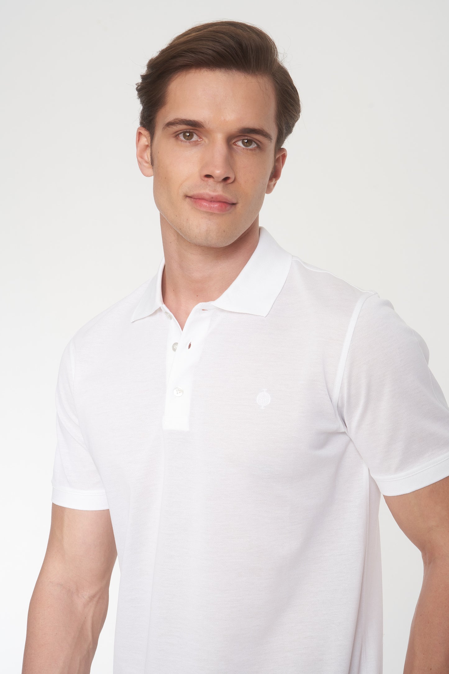 White Mercerized Cotton Polo T-Shirt