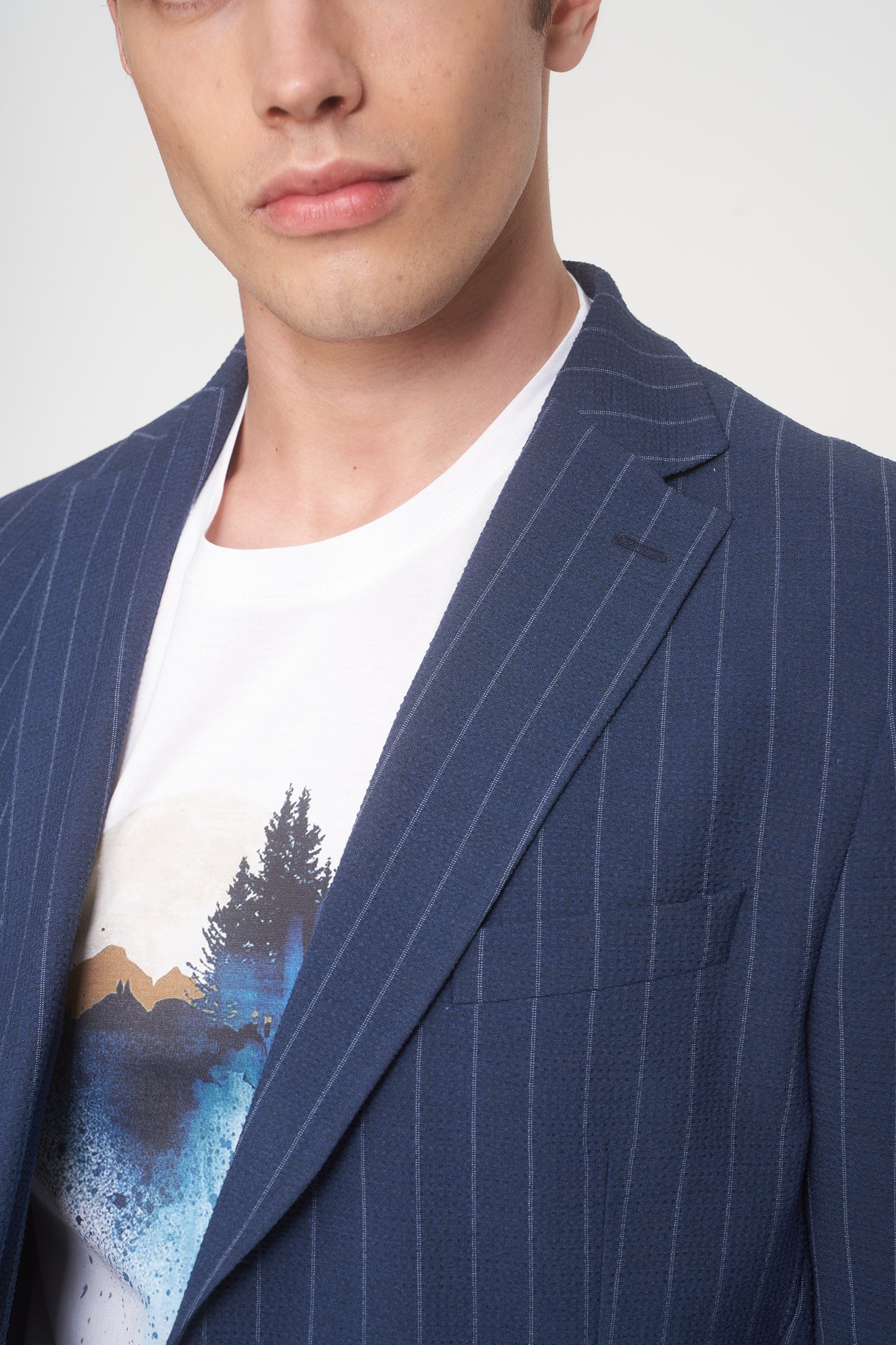 Indigo White Striped Sport Jacket