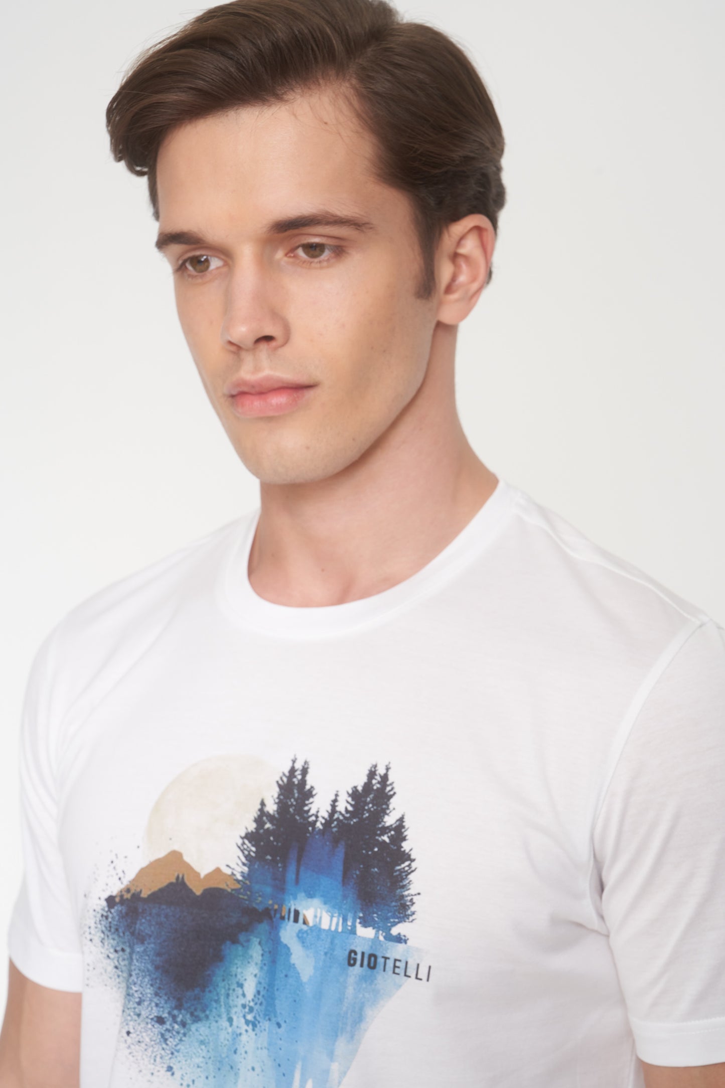 White Mercerized Cotton Graphic T-Shirt