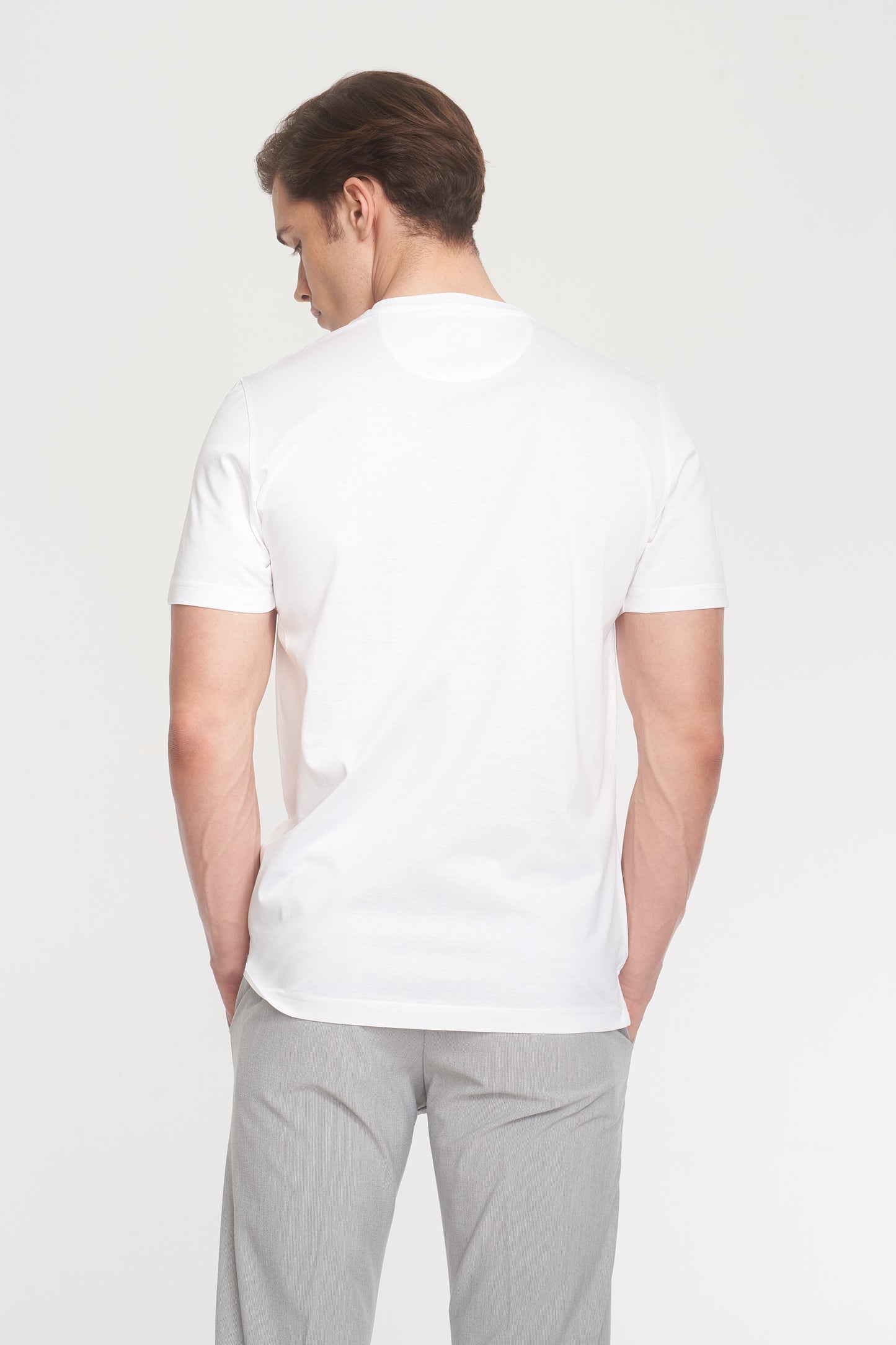 White Mercerized Cotton Graphic T-Shirt