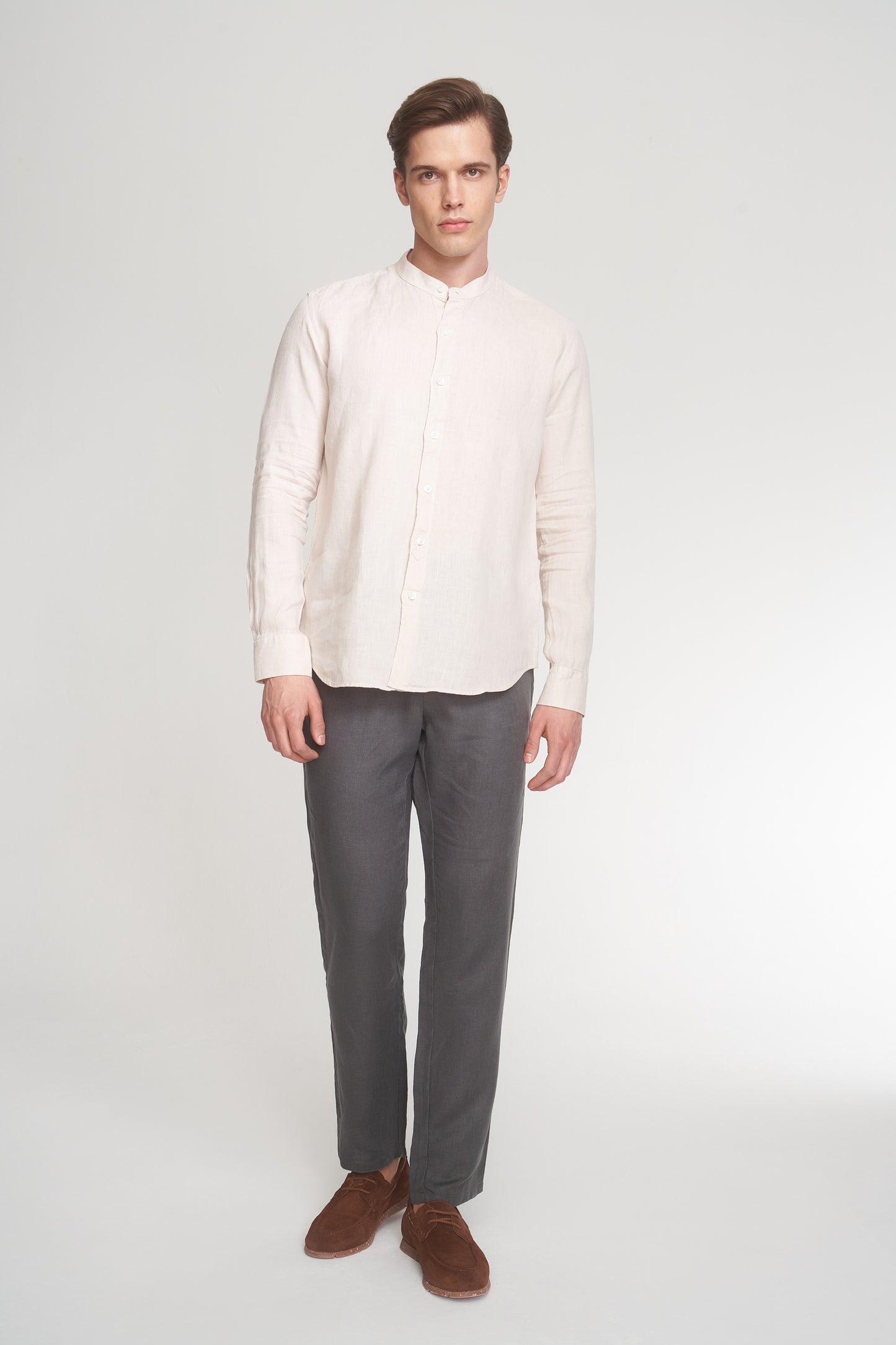 Green Relaxed Fit Linen Trousers