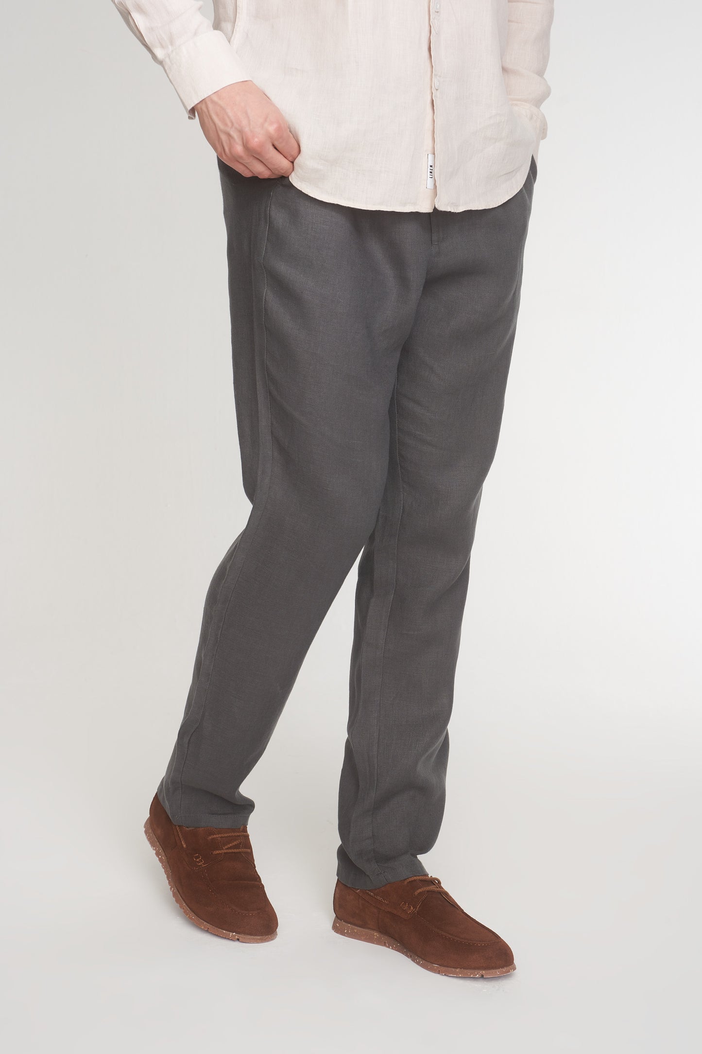 Green Relaxed Fit Linen Trousers