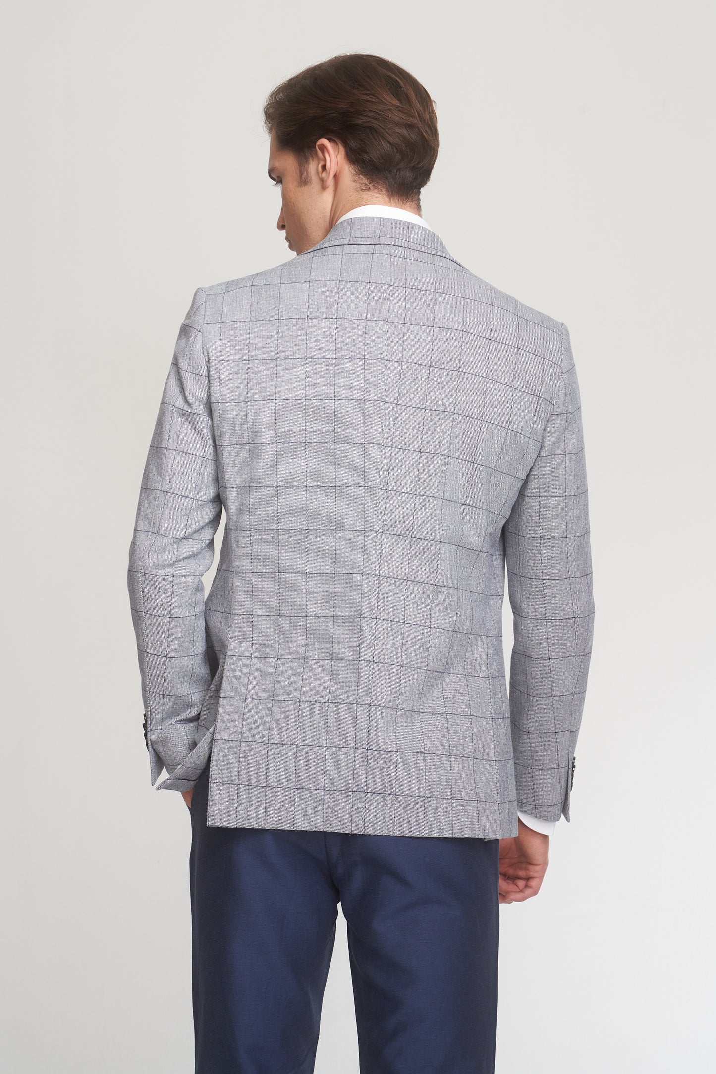 Grey Cotton Linen Blend Sport Jacket