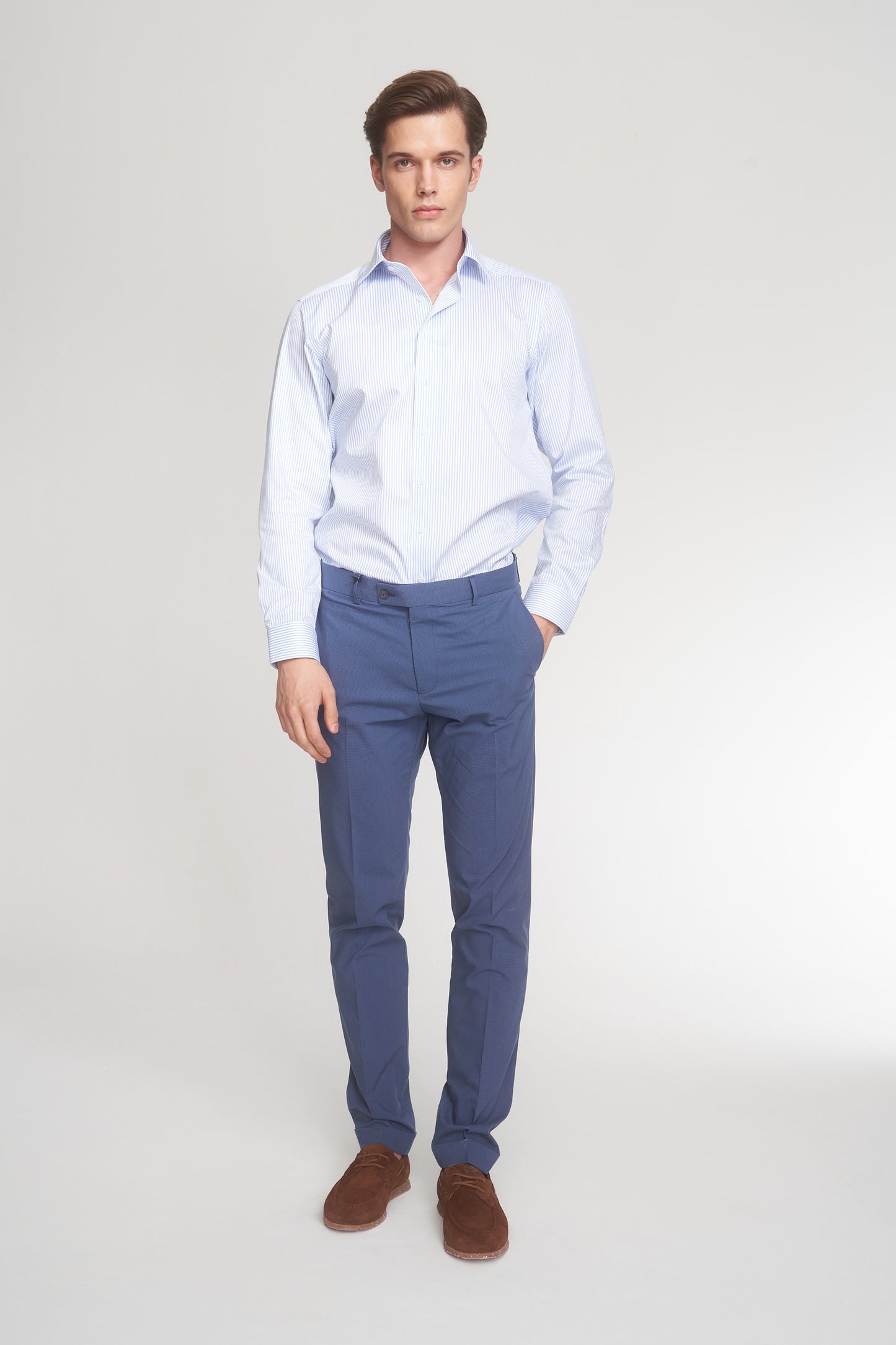 Light Blue Striped Non Iron Shirt