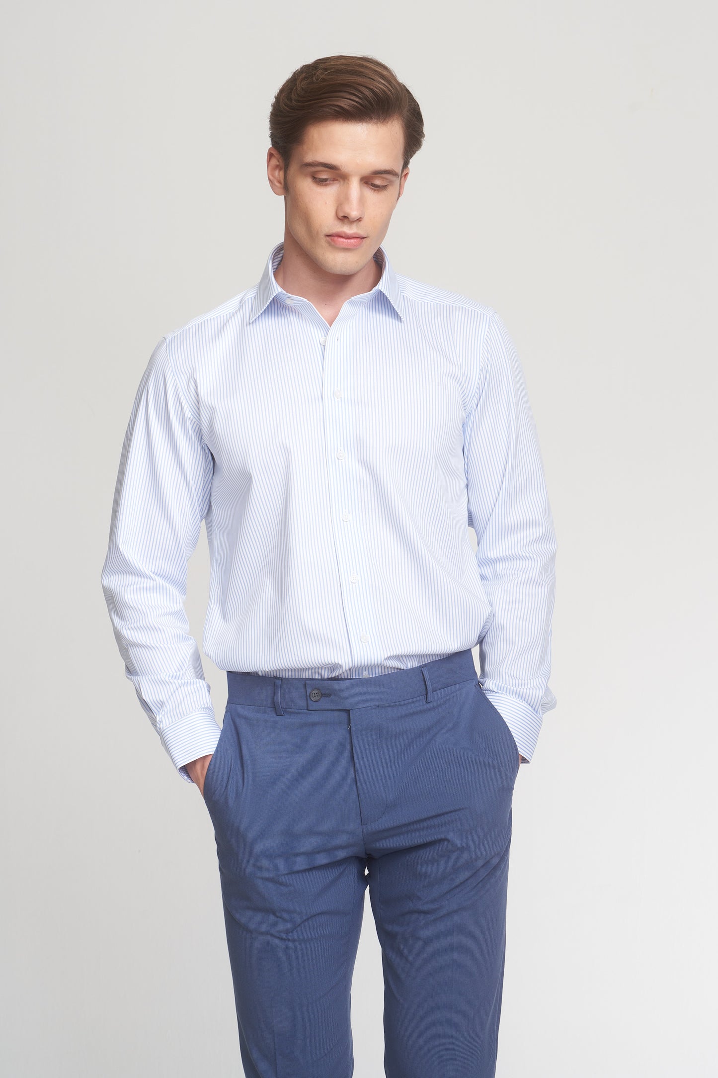 Light Blue Striped Non Iron Shirt