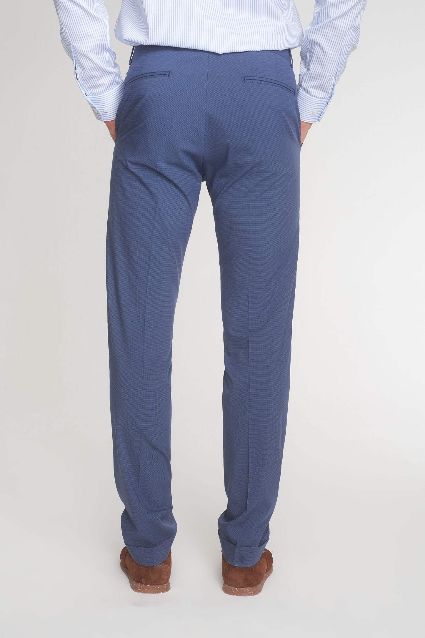 Navy Formal Cotton Blend Trousers
