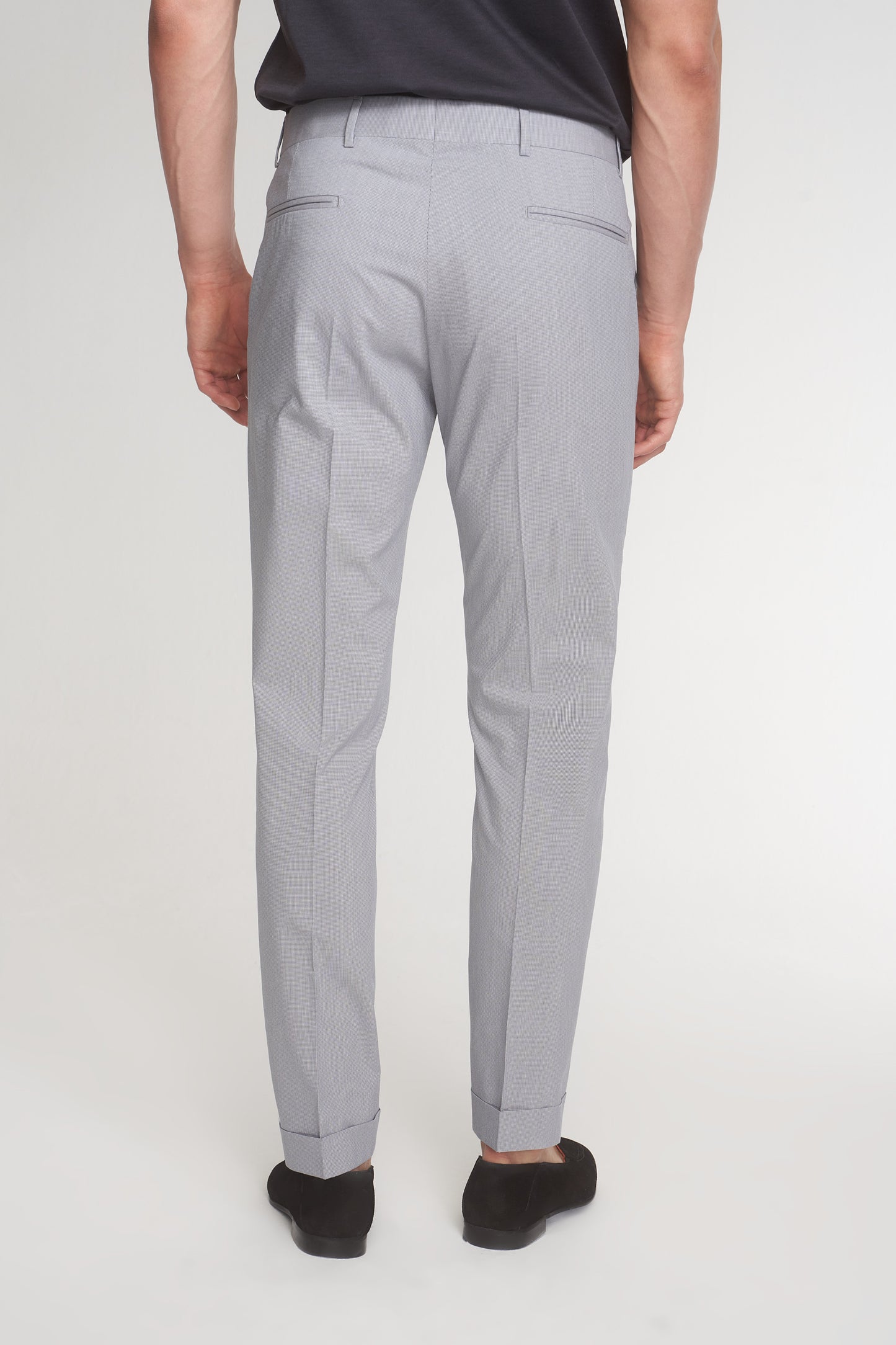 Grey Formal Cotton Blend Trousers
