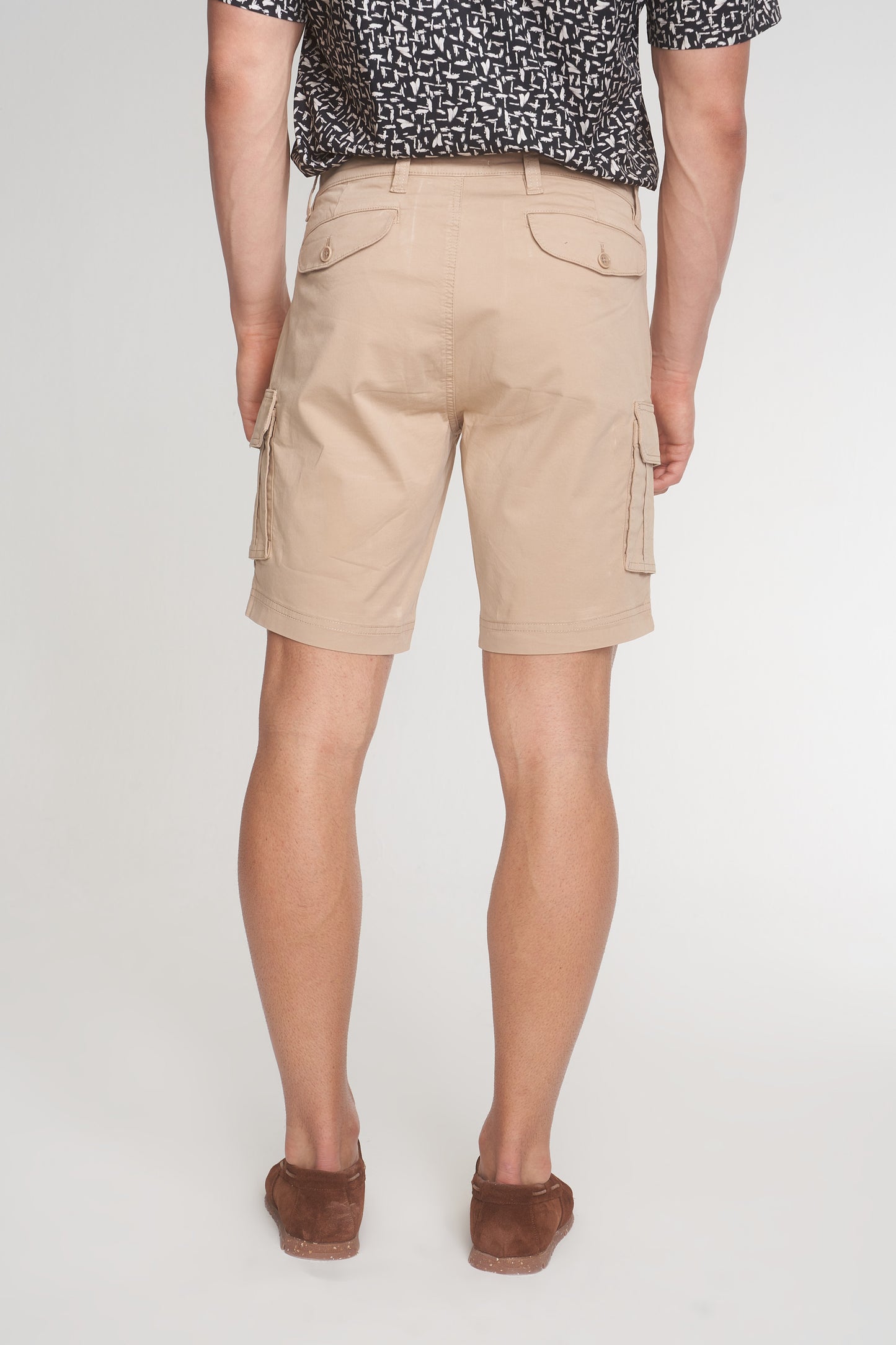 Beige Cotton Blend Shorts