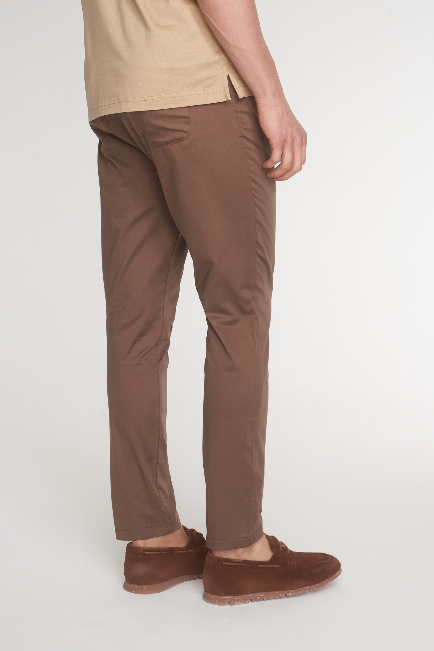 Brown Cotton Slim Fit Trousers