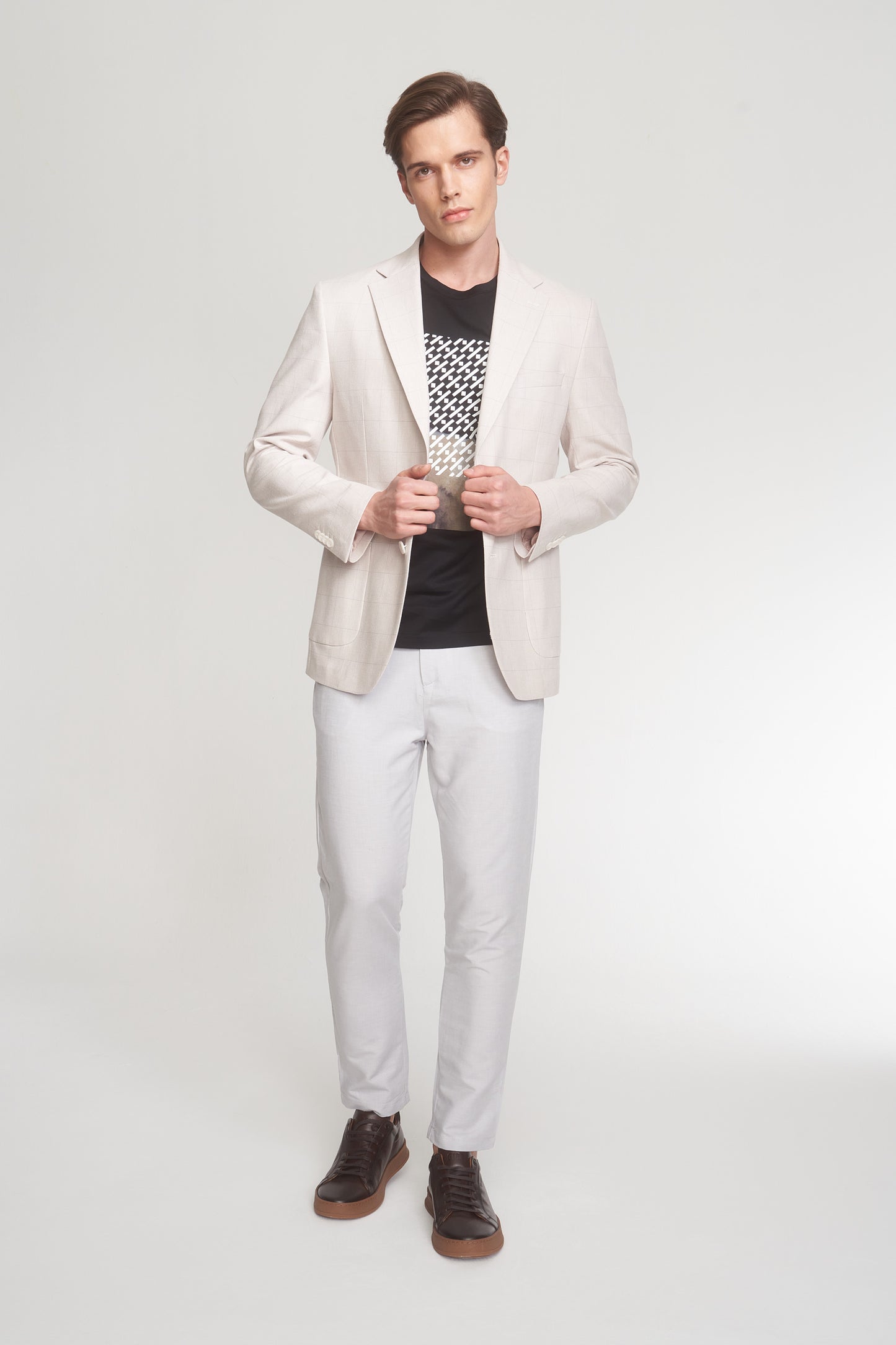 Stone Linen Blend Trousers