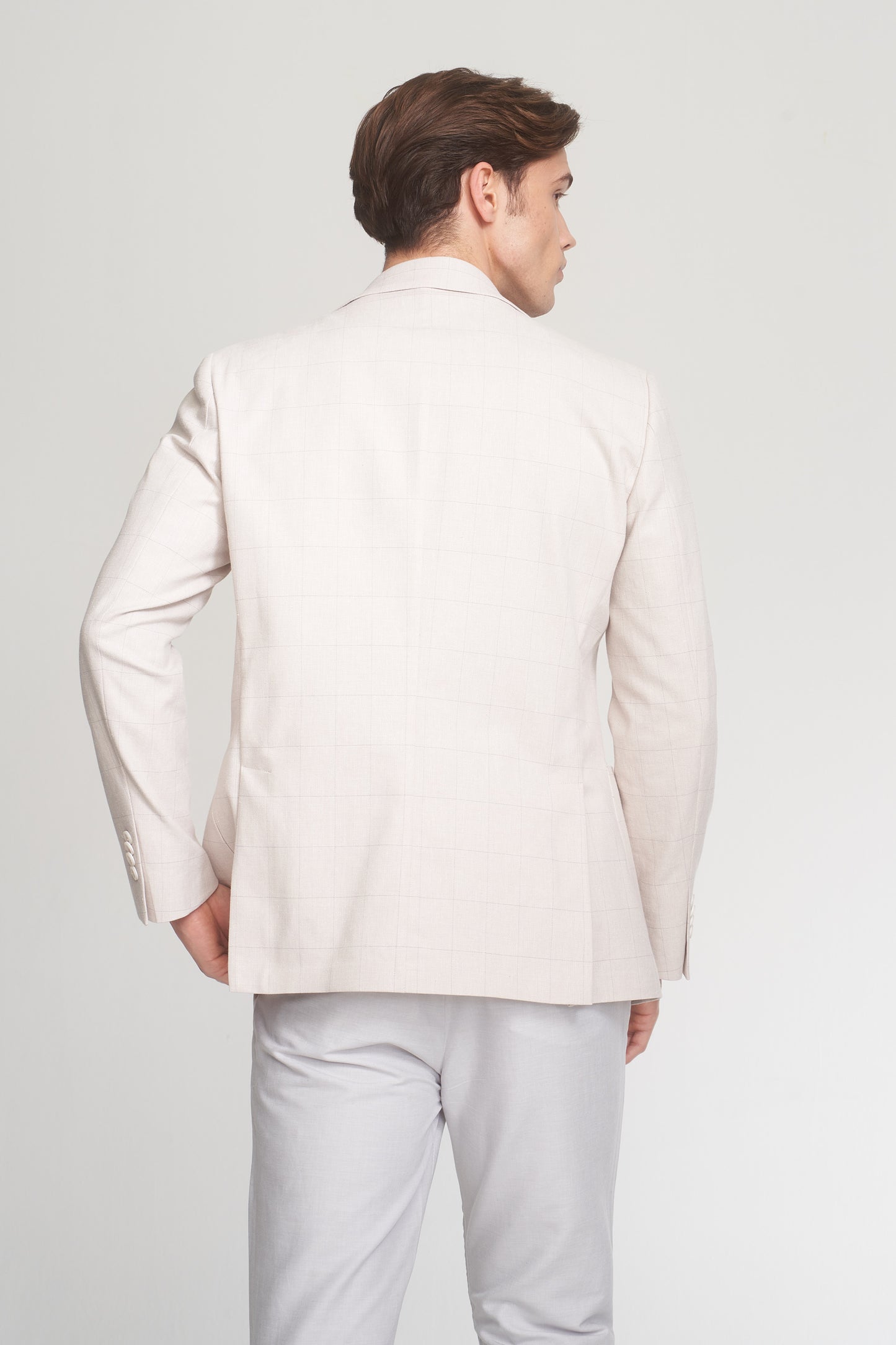 Beige Cotton Linen Blend Sport Jacket