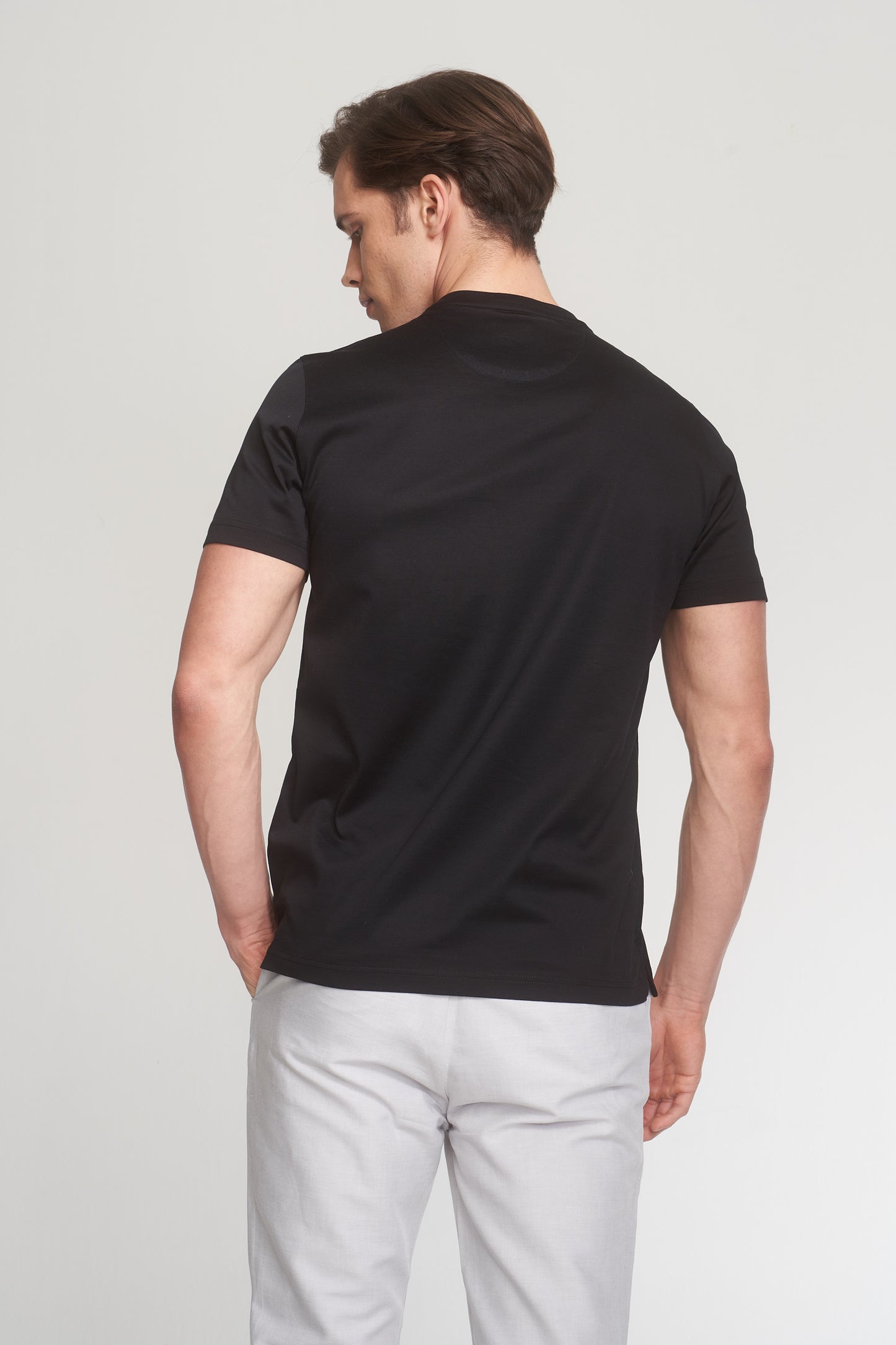 Black Mercerized Cotton Graphic T-Shirt