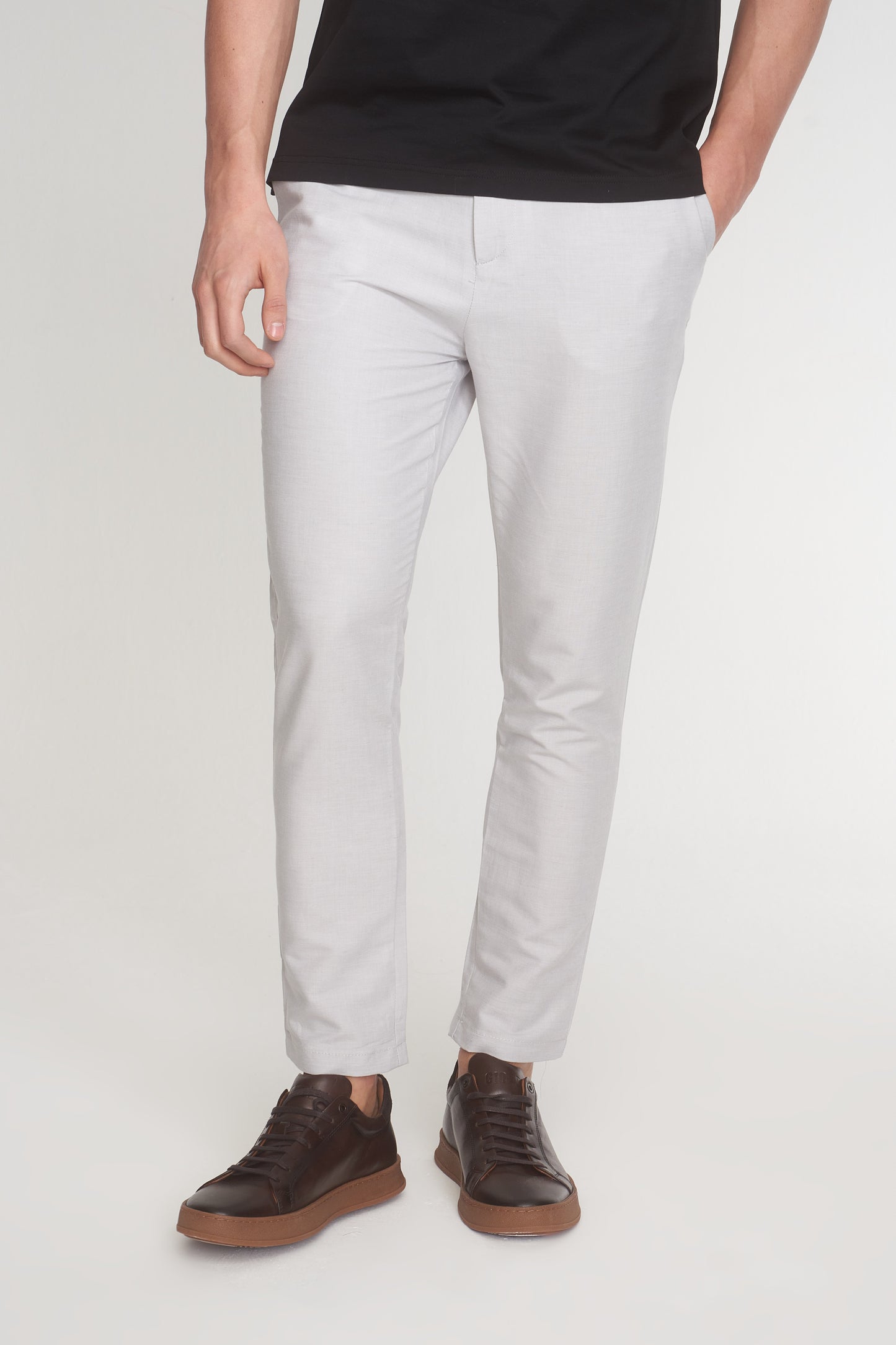 Stone Linen Blend Trousers