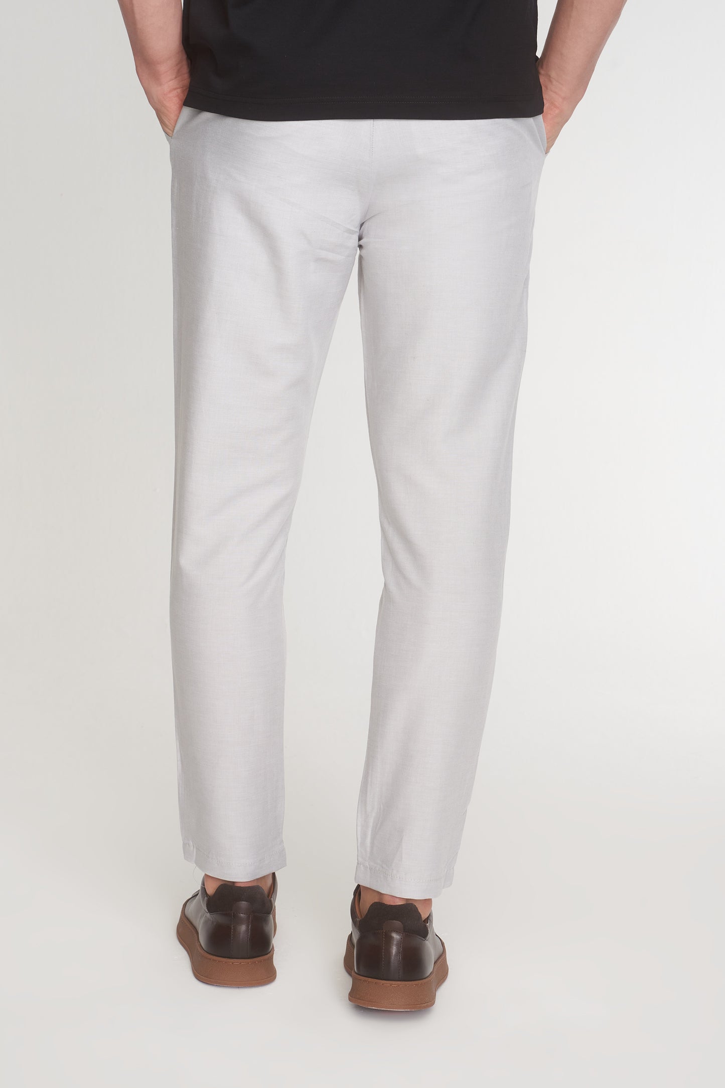 Stone Linen Blend Trousers