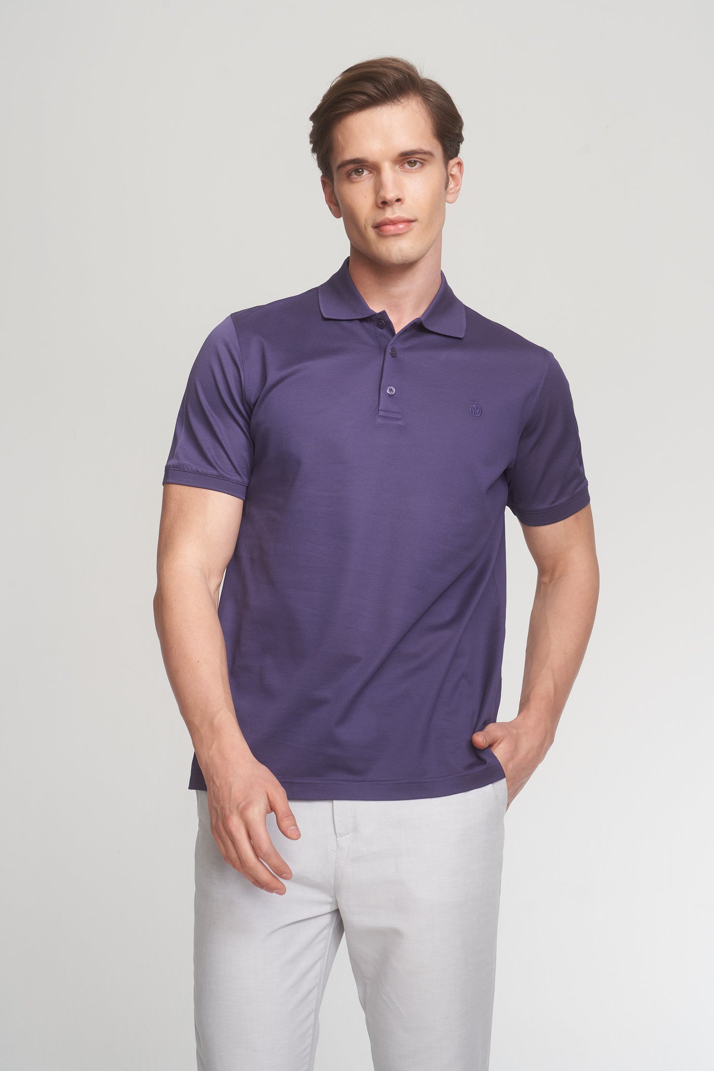 Purple Mercerized Cotton Polo T-Shirt