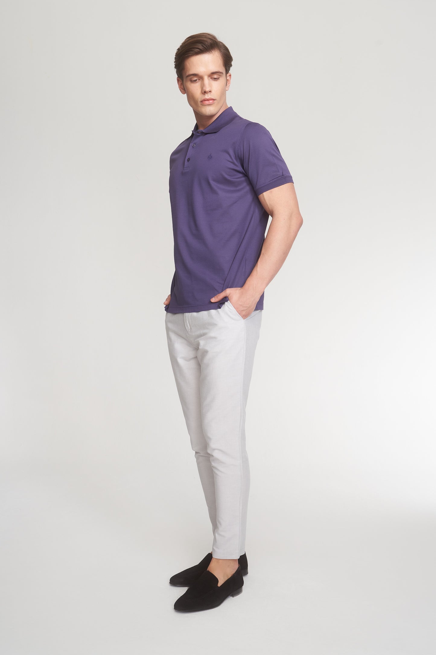 Purple Mercerized Cotton Polo T-Shirt