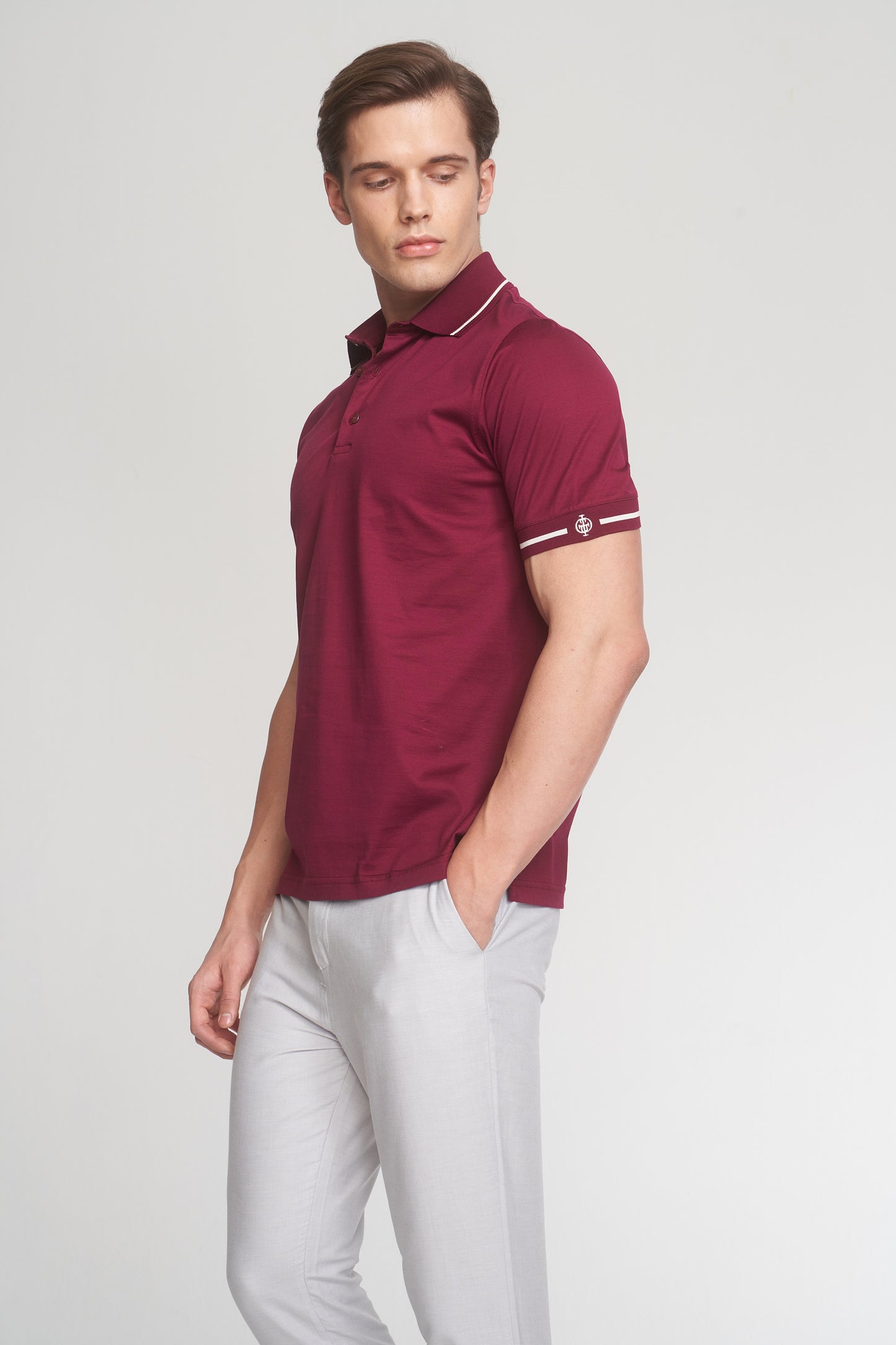 Cherry Mercerized Cotton Buttoned Polo T-Shirt
