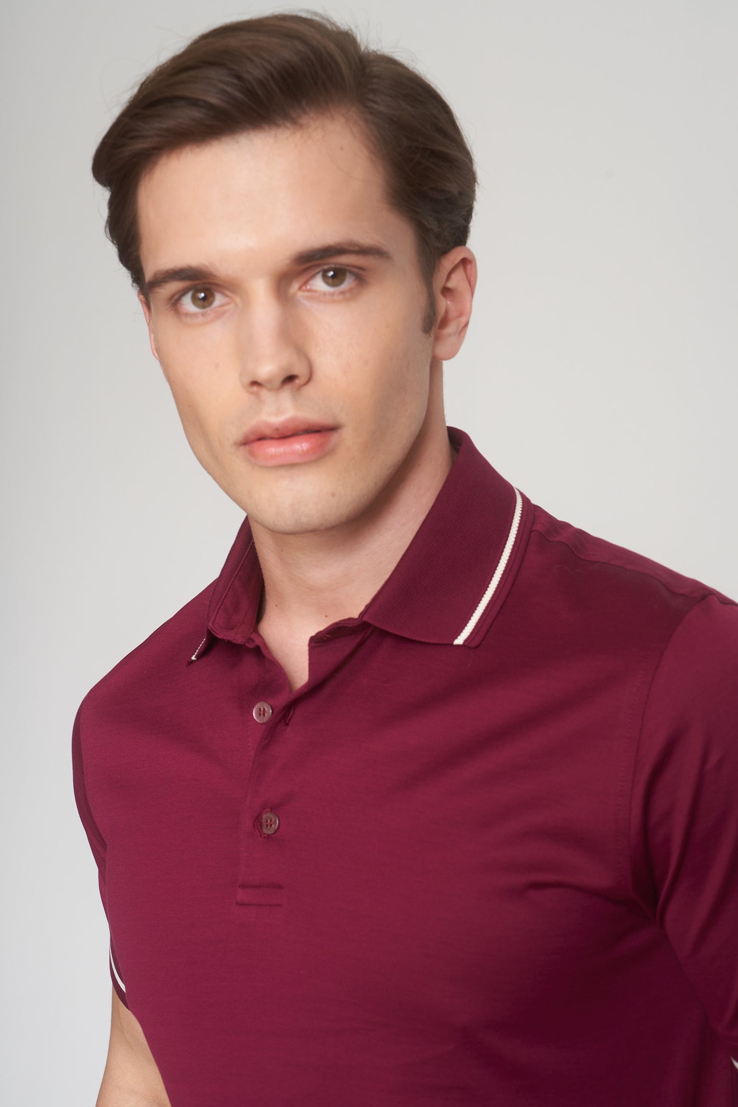 Cherry Mercerized Cotton Buttoned Polo T-Shirt