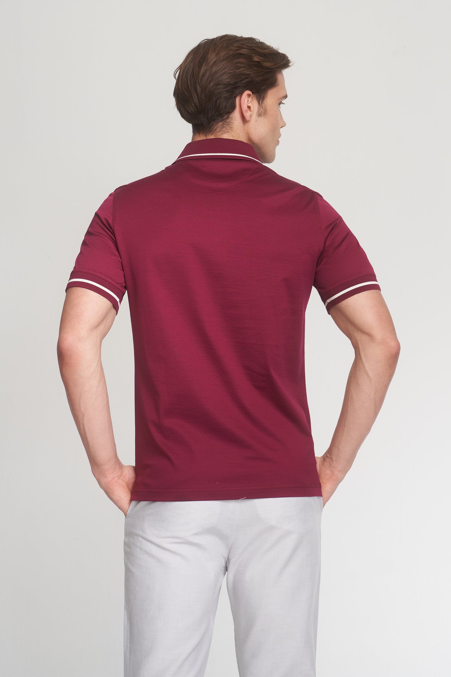 Cherry Mercerized Cotton Buttoned Polo T-Shirt