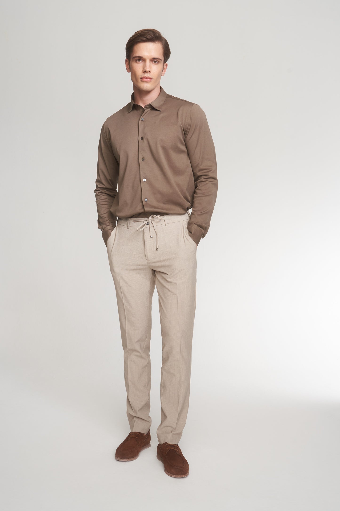 Beige Drawstring Trousers